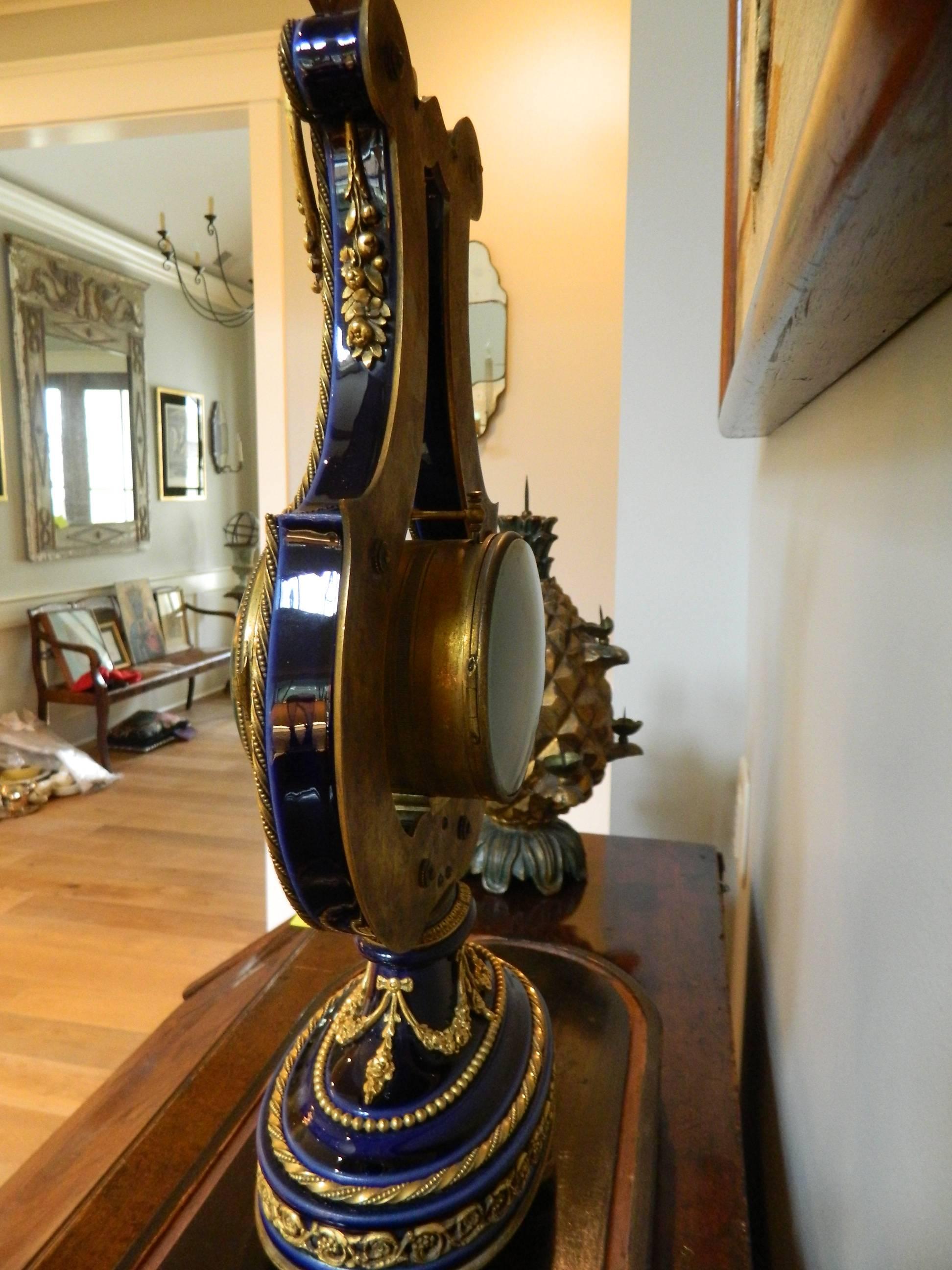 French Lyre Mantel Clock with Glass Dome, Third Quarter of the 19th Century 7