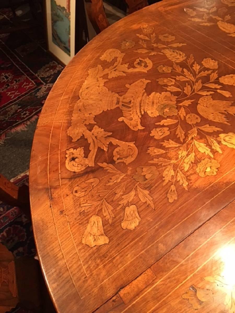 Dutch Round Marquetry Centre or Dining Table on a Pedestal, Mid-19th Century 4