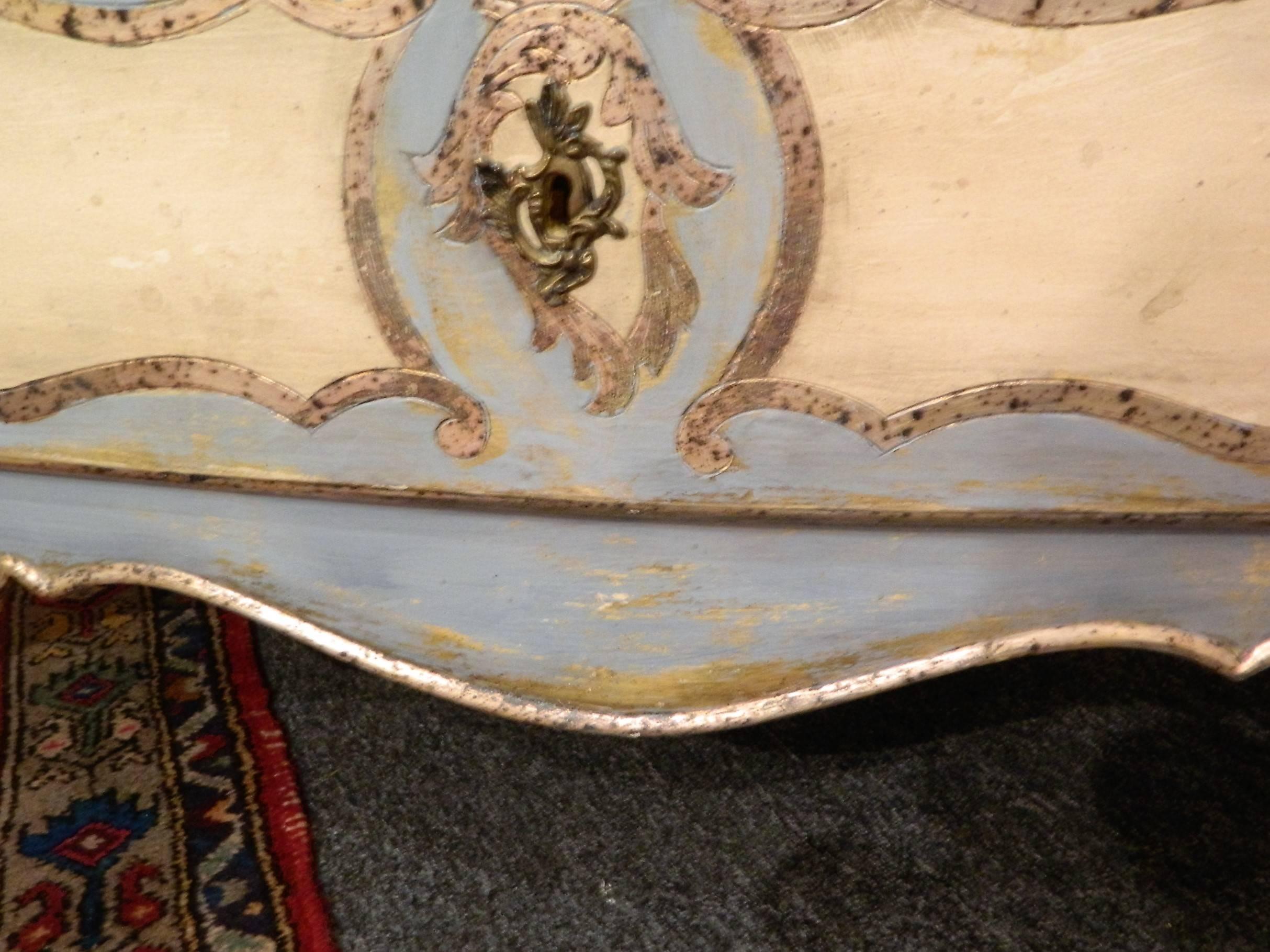 Italian Painted and Silver Gilt Commode or Chest of Drawers, 19th-20th Century In Good Condition In Savannah, GA