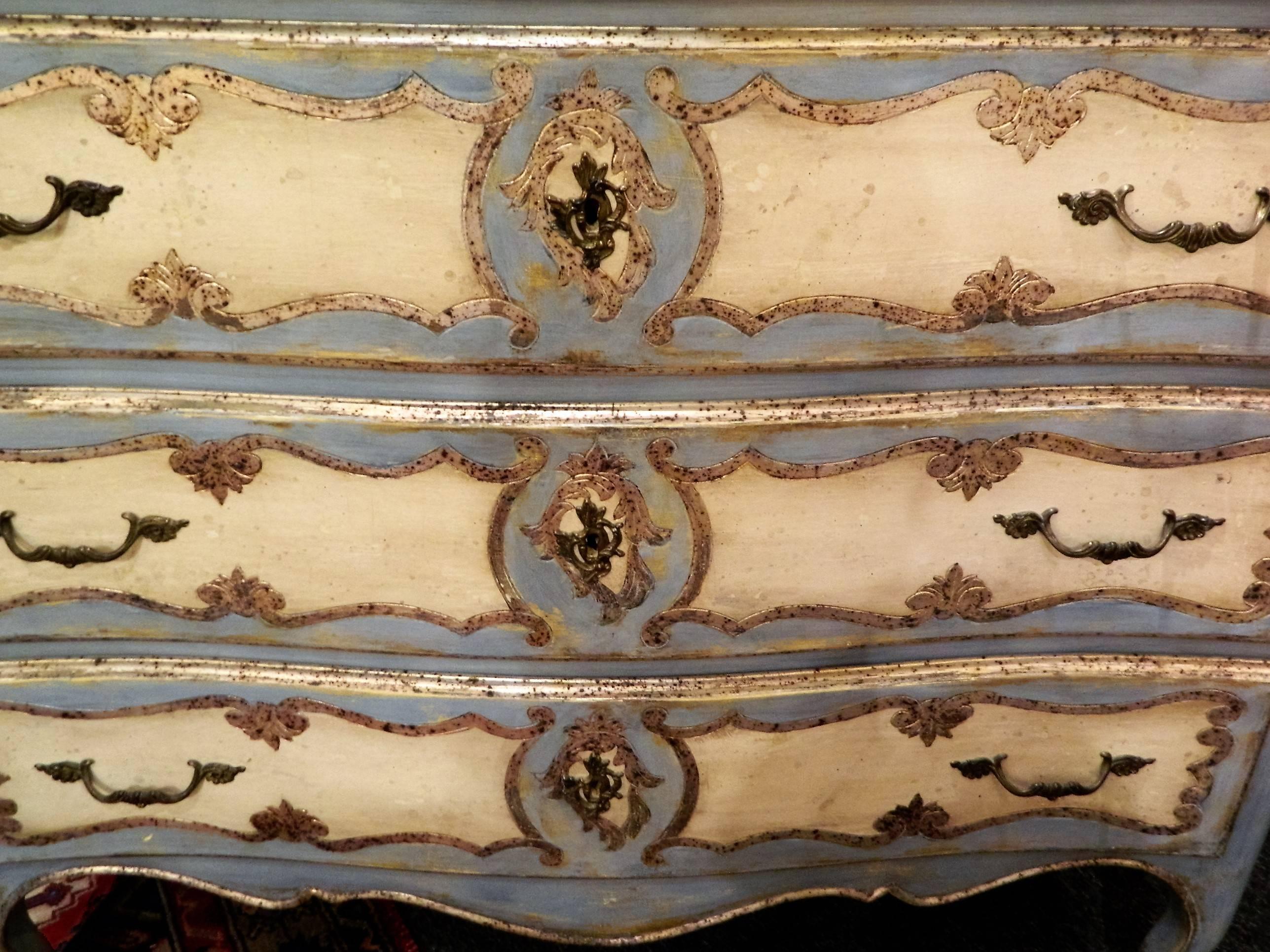 Italian Painted and Silver Gilt Commode or Chest of Drawers, 19th-20th Century 3