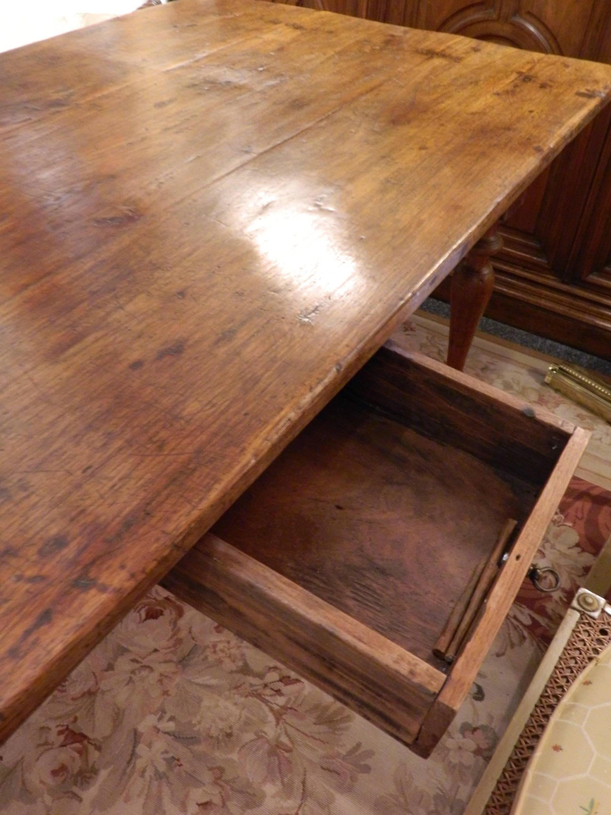 French Provincial Oak and Fruitwood Farm Table, 19th Century 3