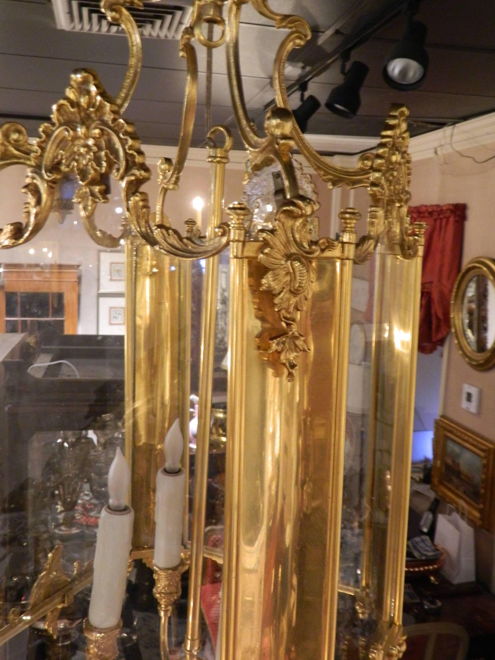 Bronze Louis XV Style Four Light Hall Lantern, Early 20th Century 1