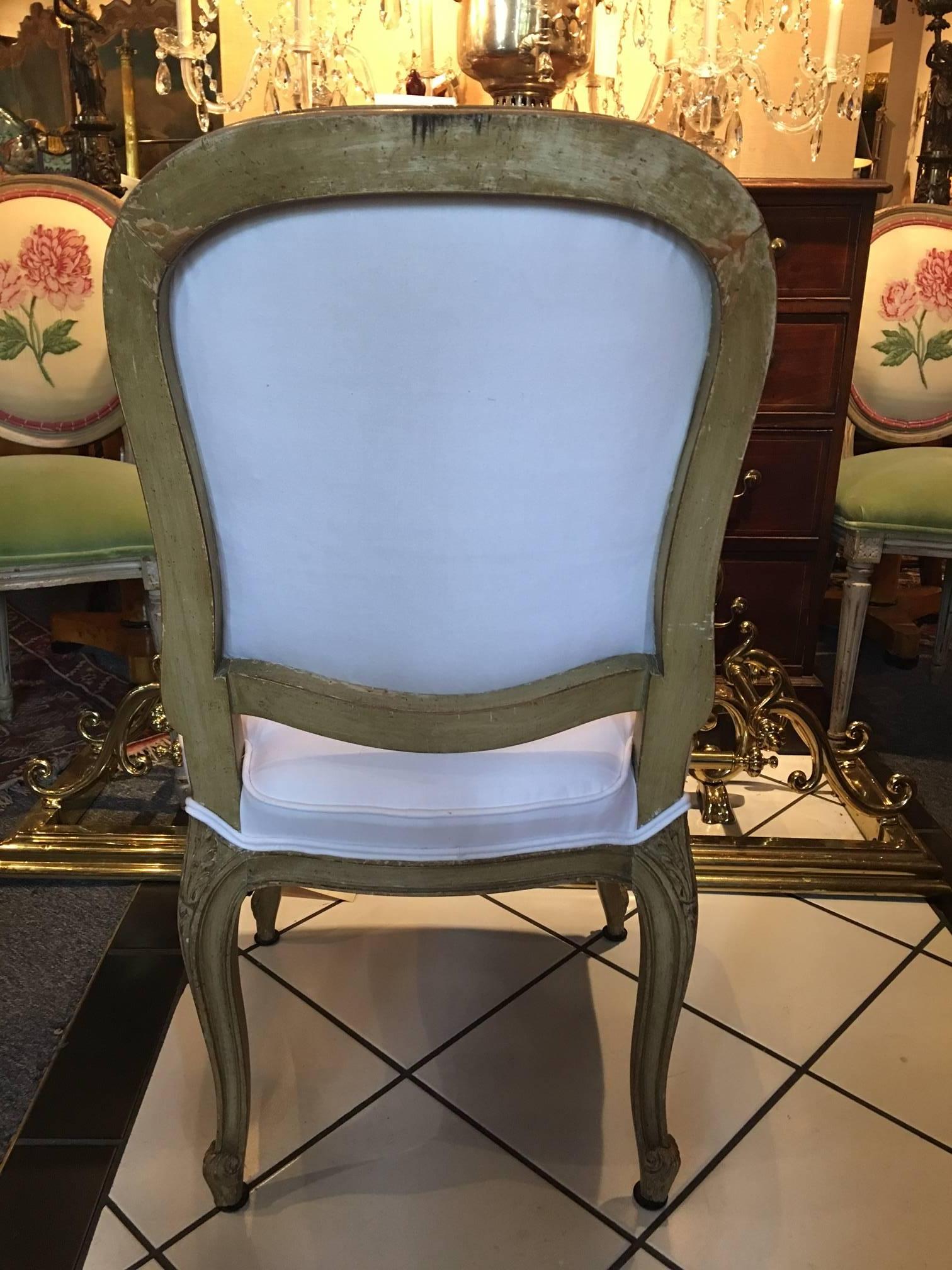 Set of Four Painted Louis XVI Style Dining Chairs, Mid-20th Century In Good Condition In Savannah, GA