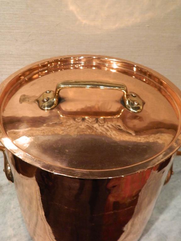 French Copper Stock Pot with Brass Handles, 19th Century at 1stDibs
