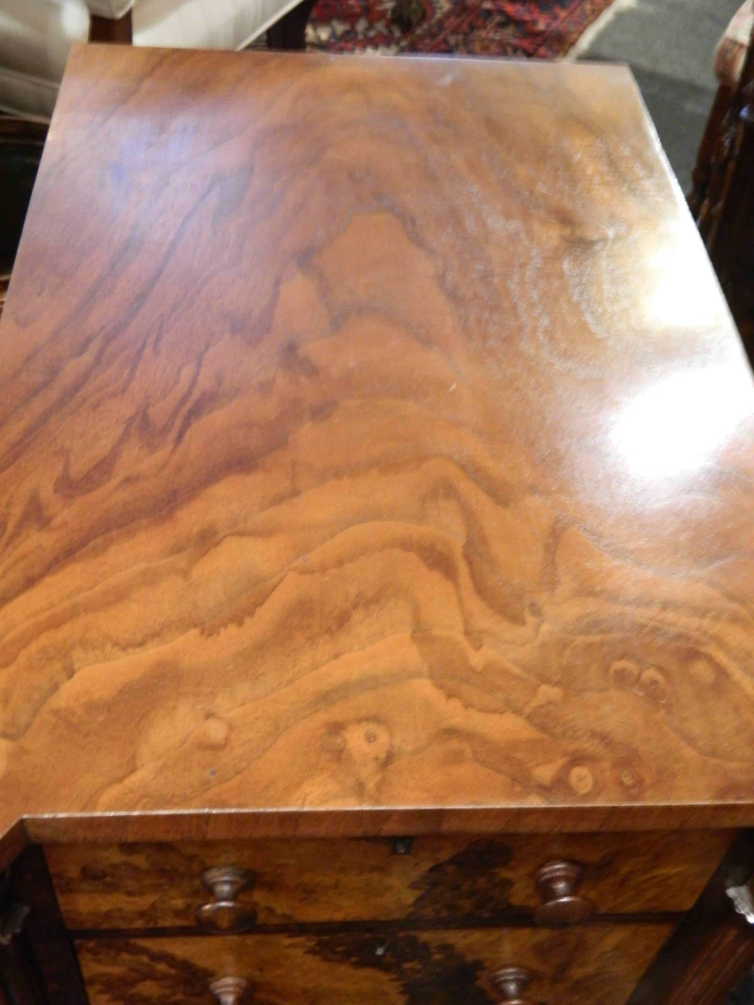 Pair of Burl Wood Nightstands on Casters, Early 20th Century 4