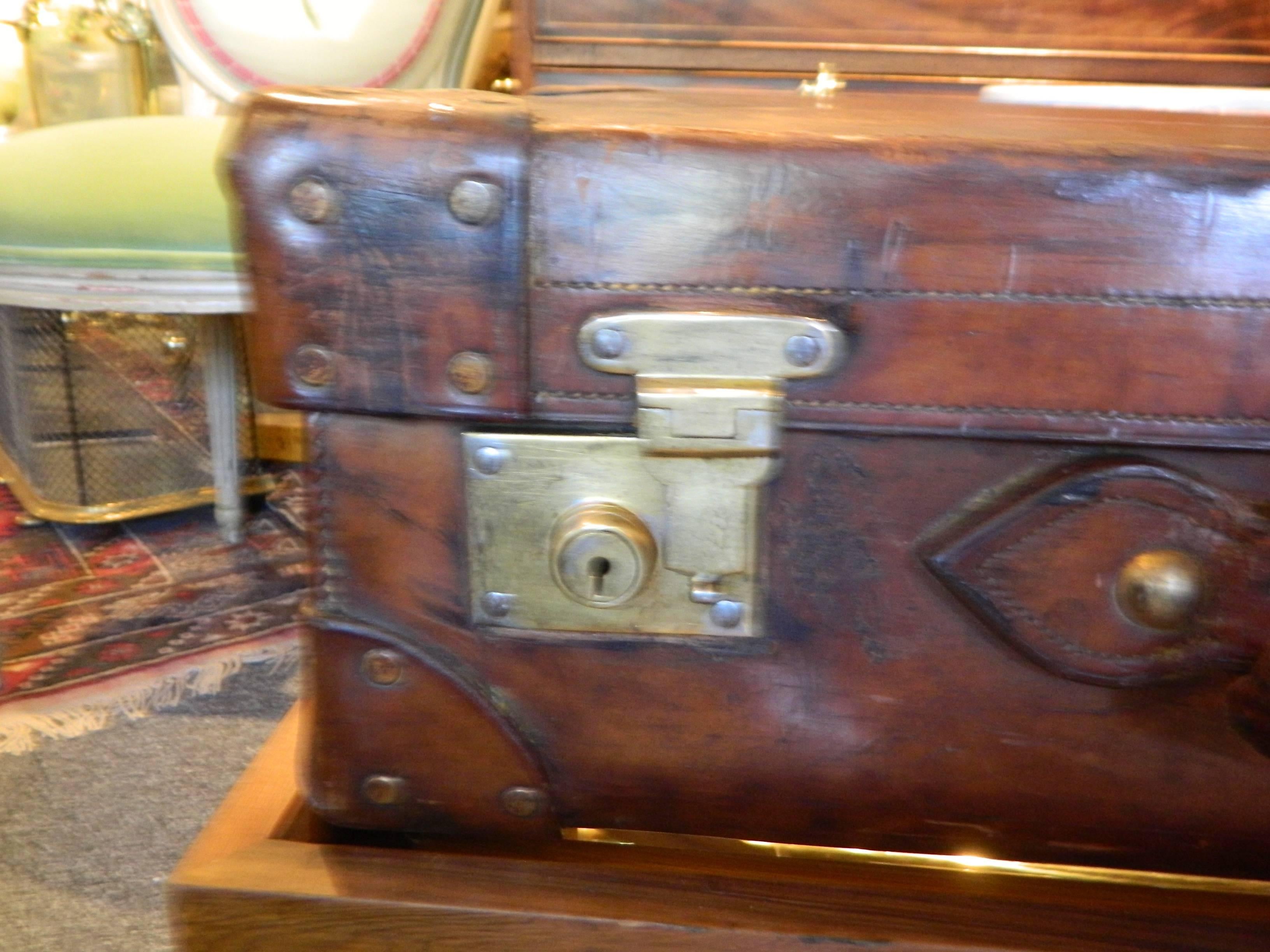 English Leather Suitcase Adapted as a Coffee Table on Later Stand, 19th Century For Sale 1