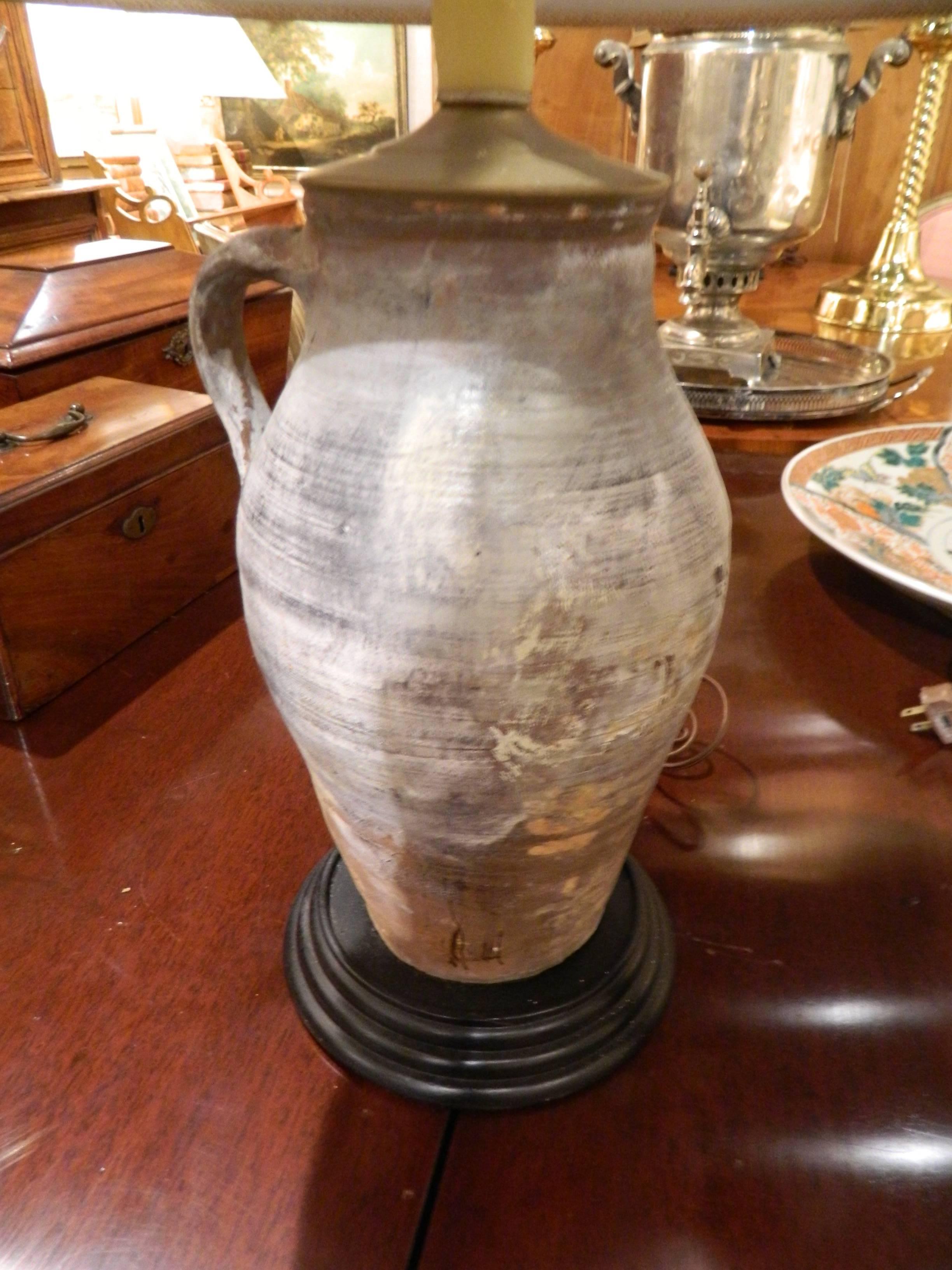 Pair of Italian Terracotta Oil Jars Adapted as Lamps, 19th Century 1