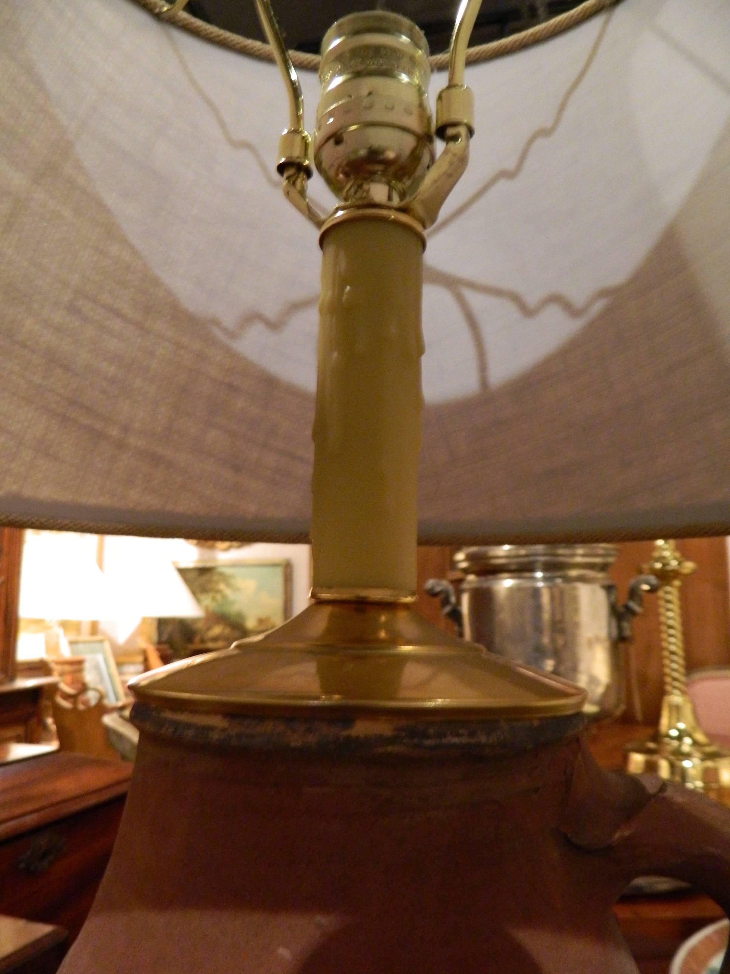 XIXe siècle Paire de pots à huile italiens en terre cuite convertis en lampes, 19ème siècle en vente