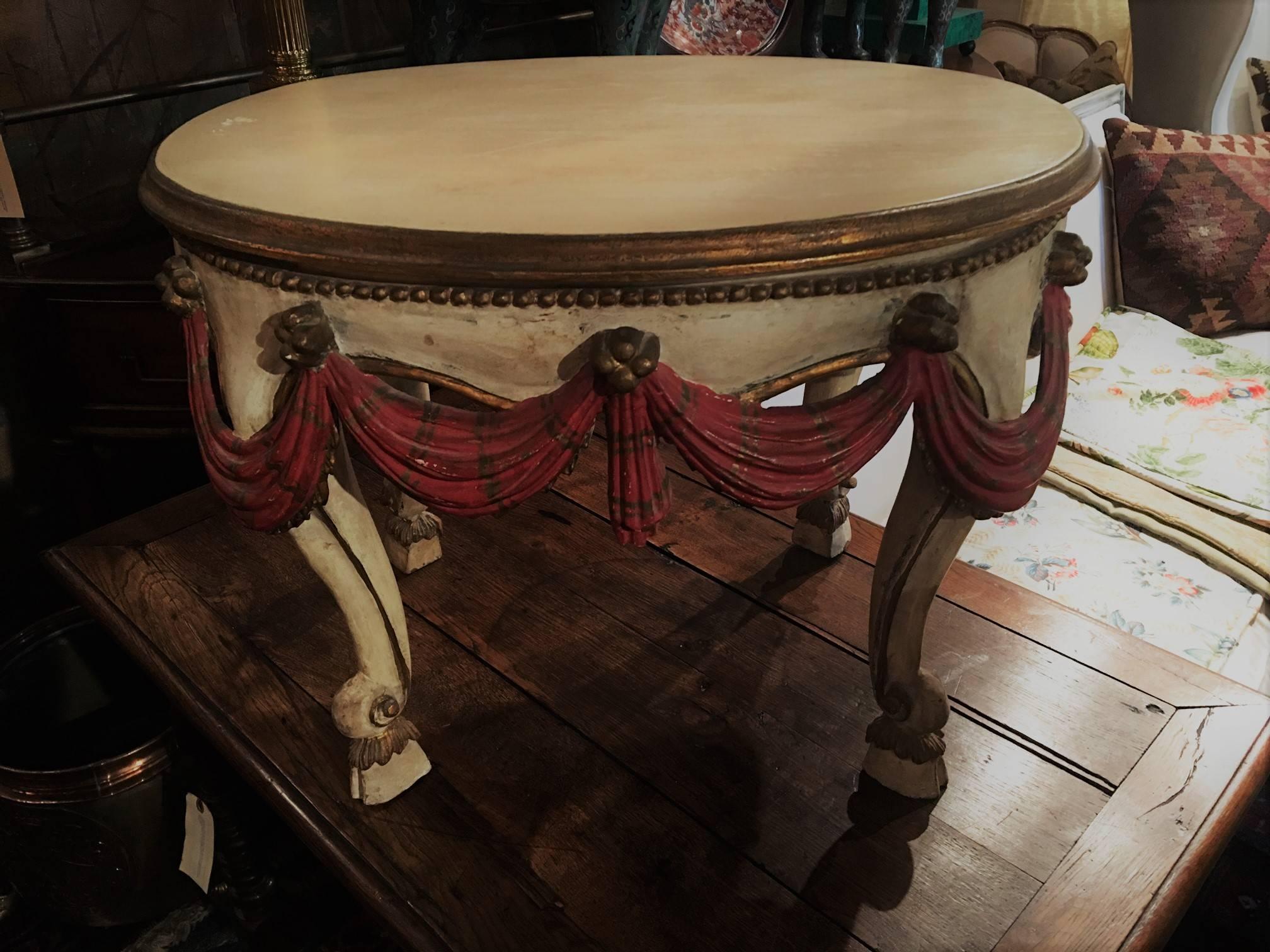 Italian Painted and Parcel Gilt Side Table, Early 20th Century In Good Condition In Savannah, GA