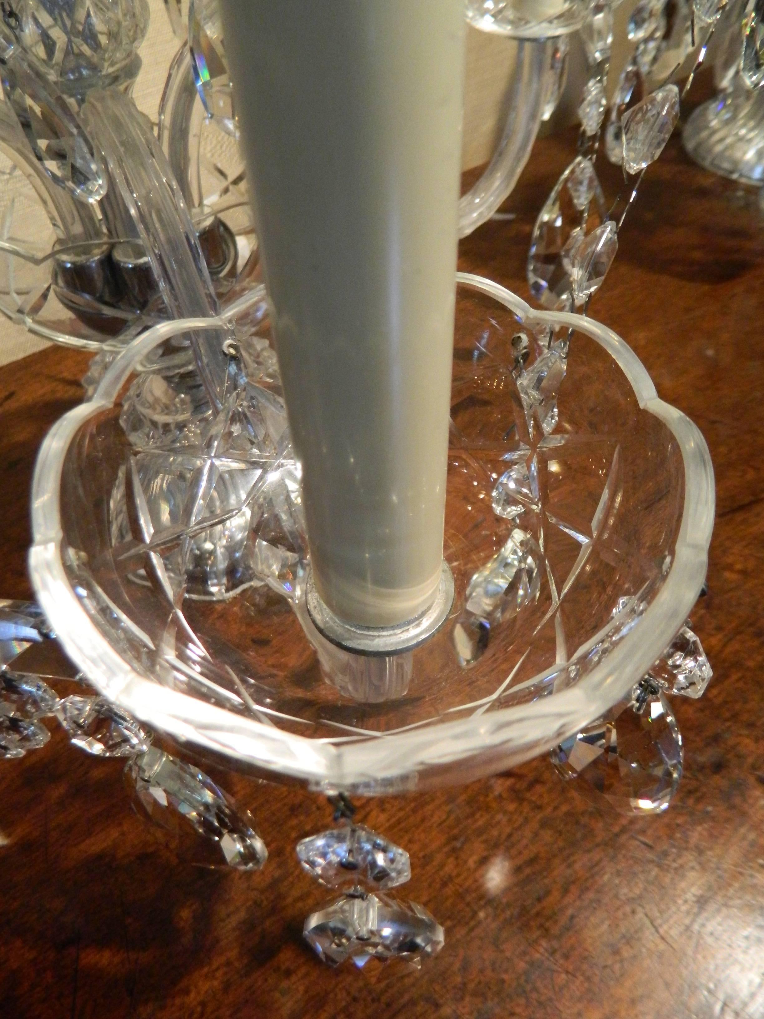 Pair of Crystal Five Branch Candelabras with Swags, Early 20th Century 6