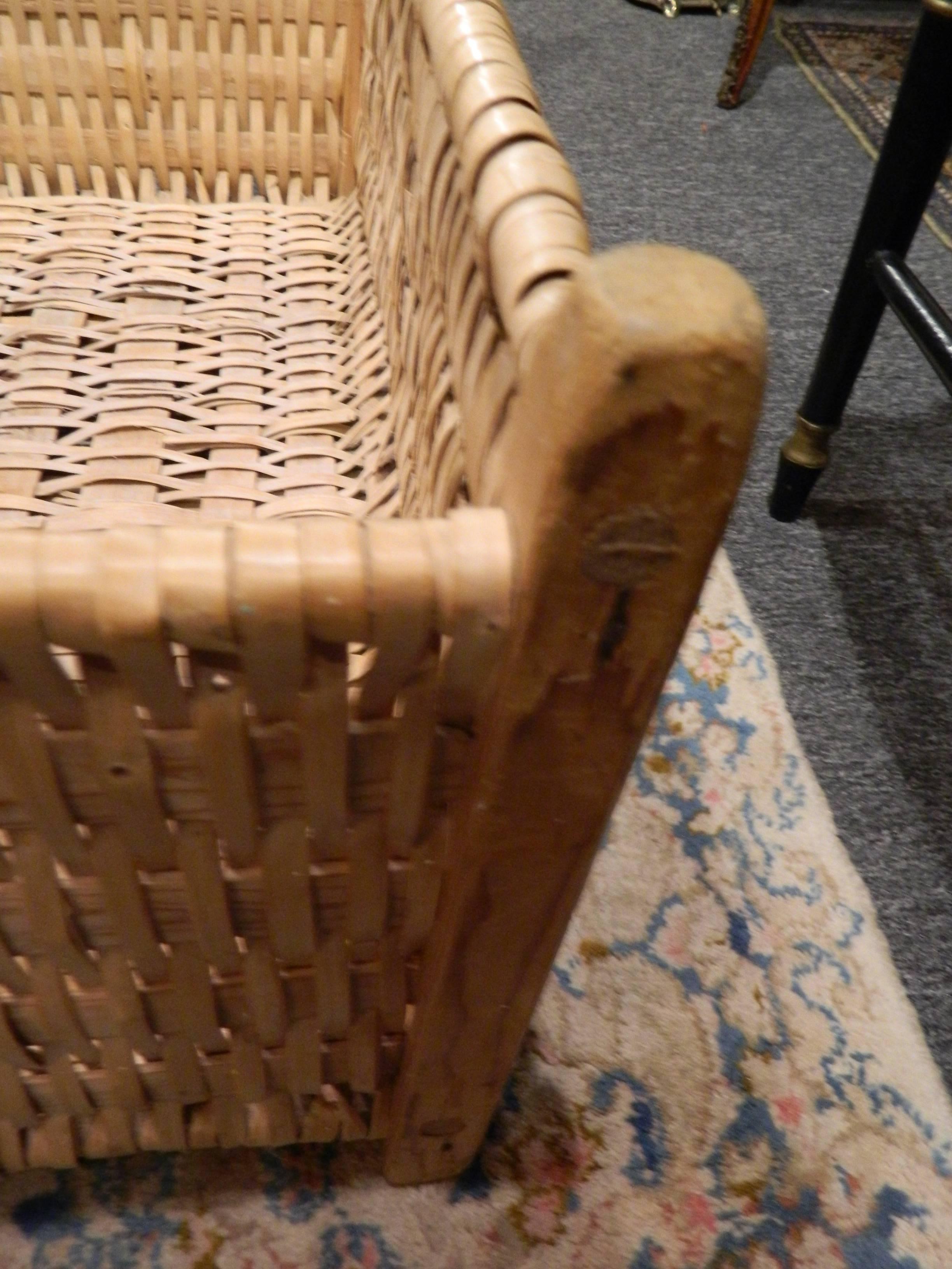 Willow French Rectangular Laundry Basket, Late 19th Century