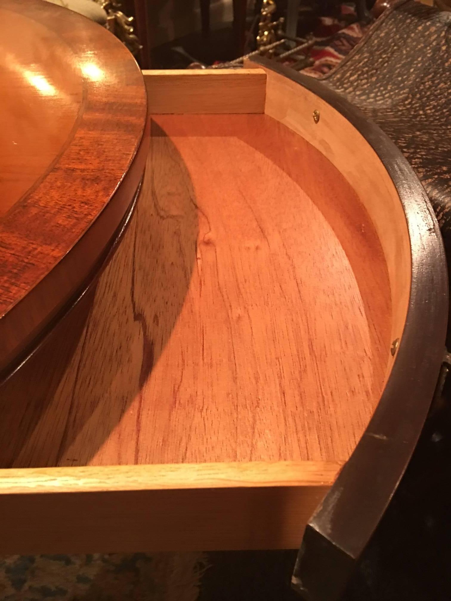 Mahogany Round Side Table with a Single Drawer on Casters, Mid-20th Century 1
