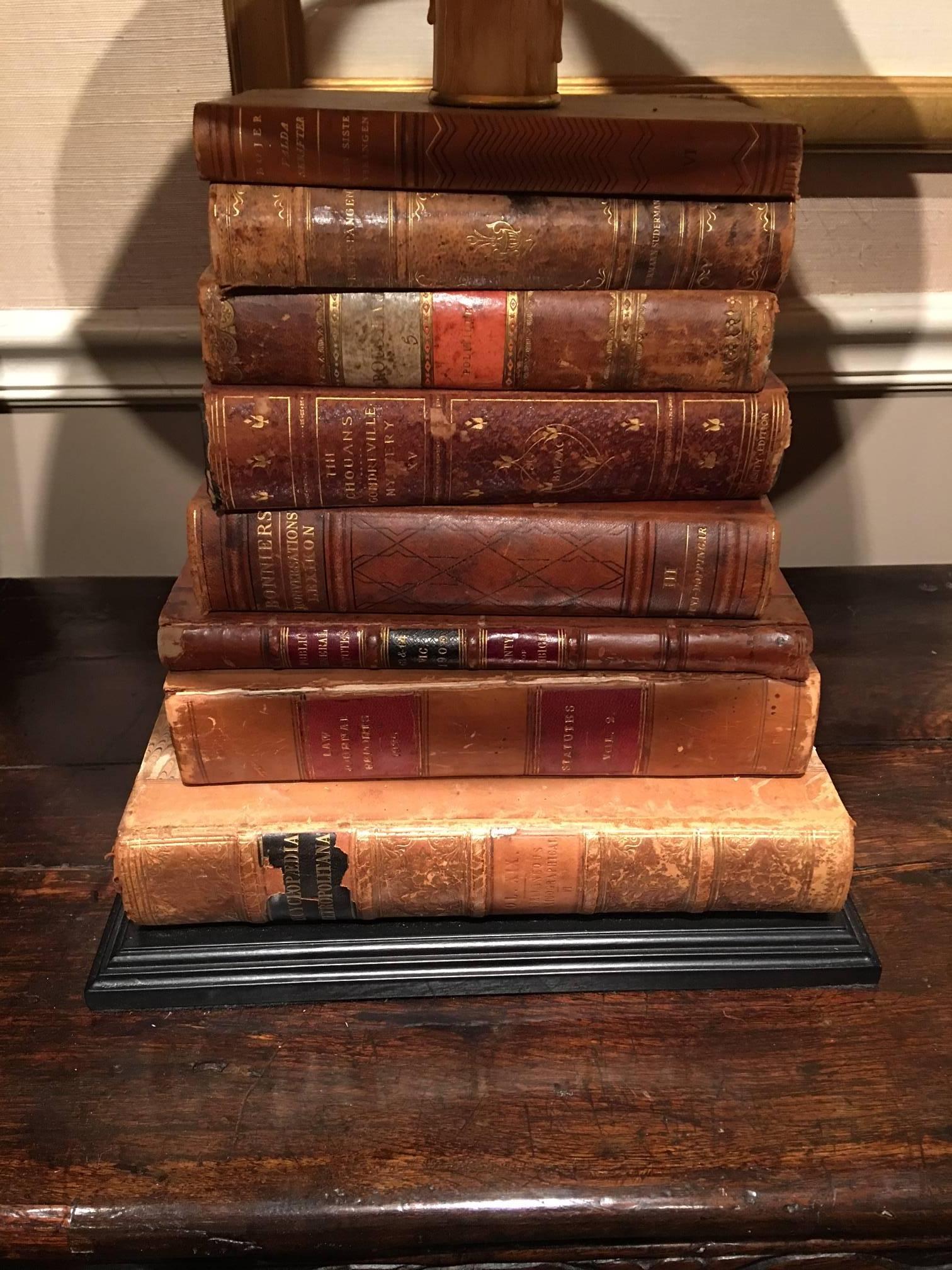 English Pair of 18th and 19th Century Antique Books Mounted as Lamps