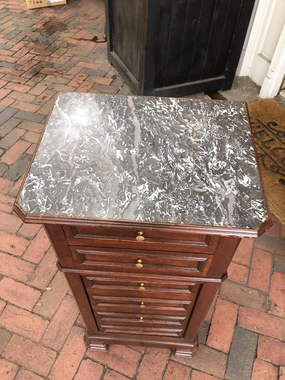 French TwoDrawer over a False FourDrawer Door Nightstand, 19th