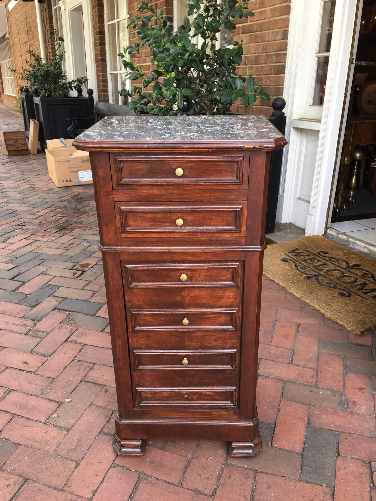 French Two-Drawer over a False Four-Drawer Door Nightstand, 19th Century For Sale 2