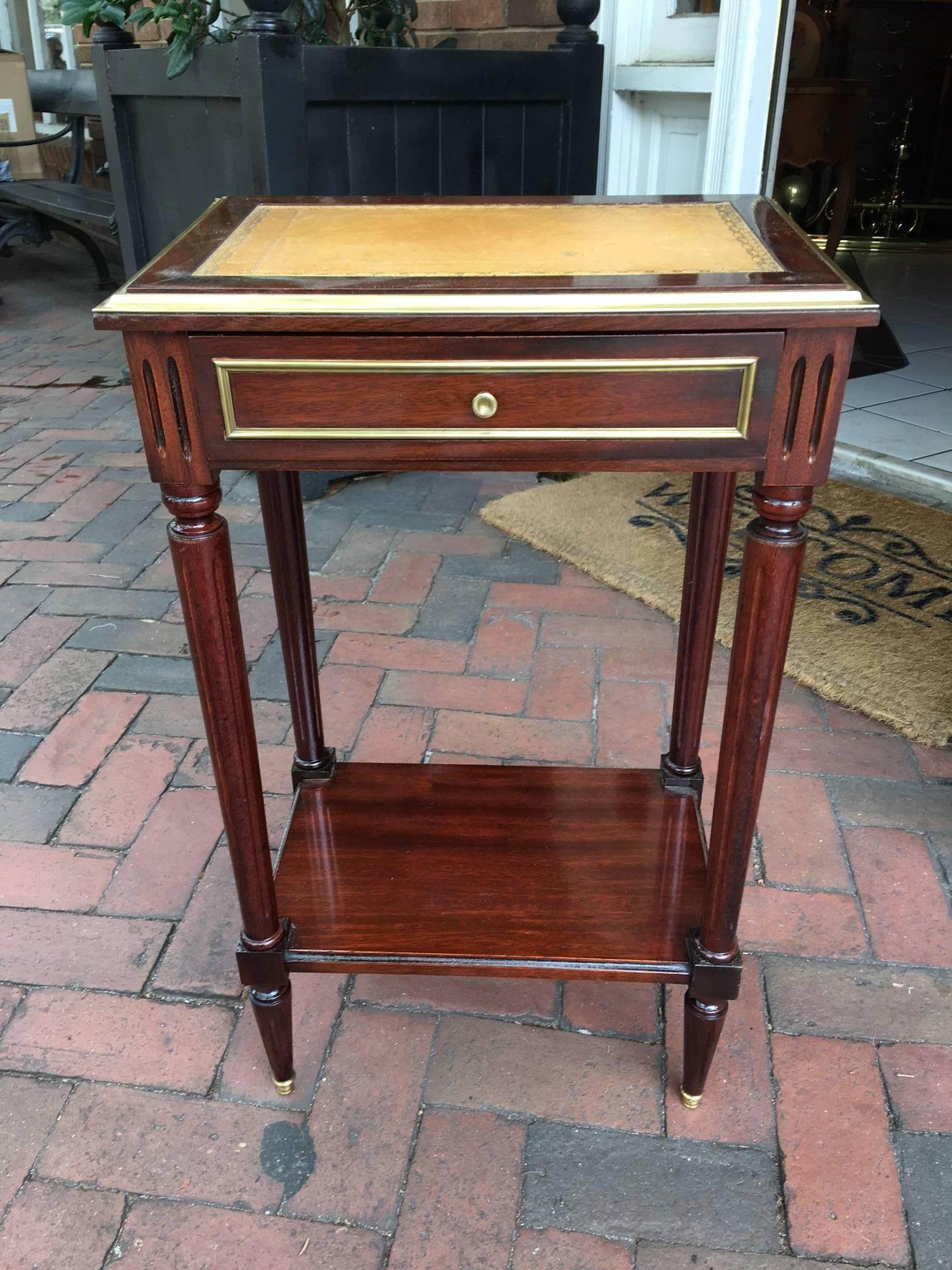 French Directoire Style Side or End Table with a Leather Top, Late 19th Century 5