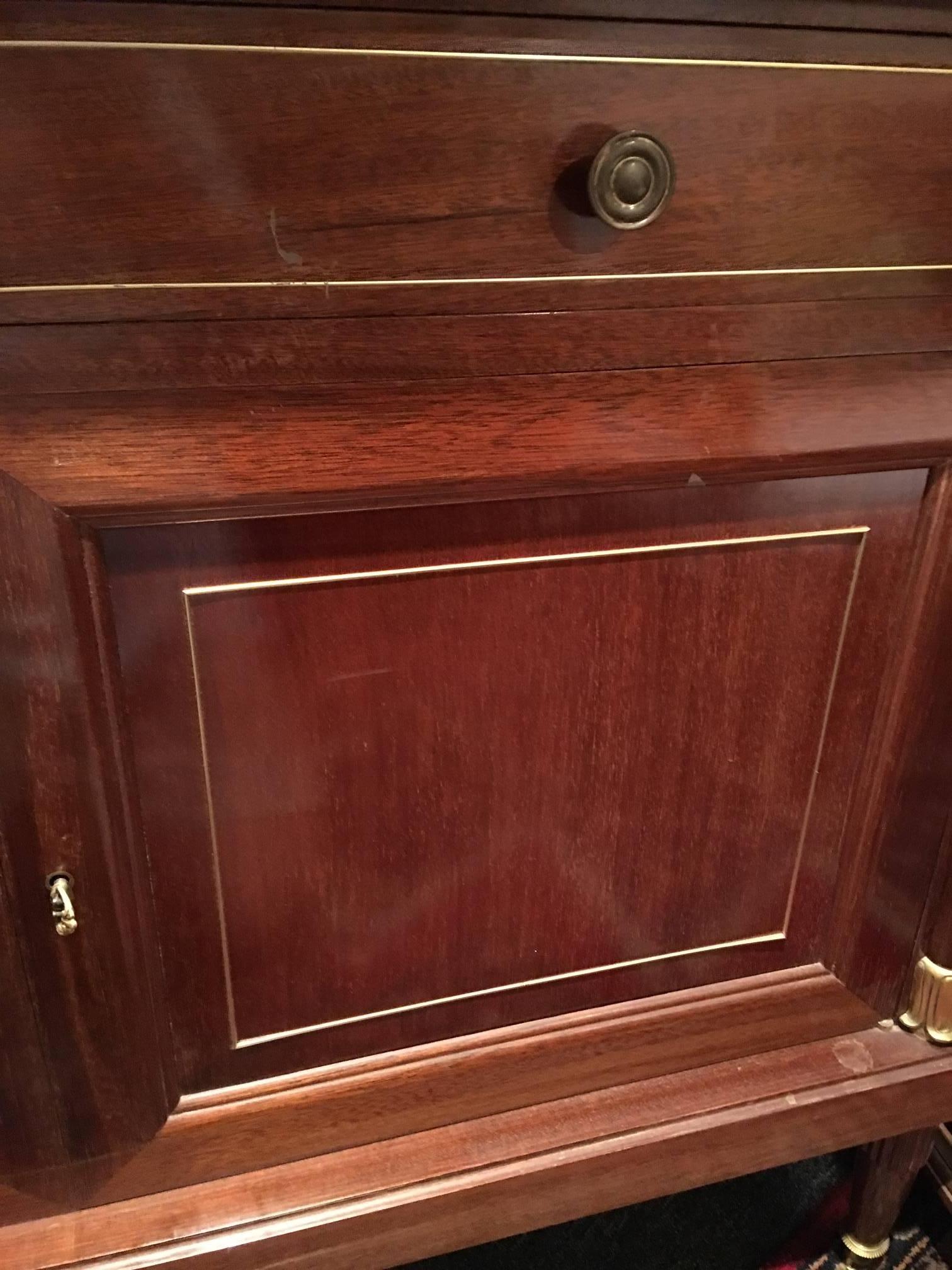 French Directoire Sytle Mahogany Cabinet with  Glass Doors, 19th Century In Excellent Condition In Savannah, GA