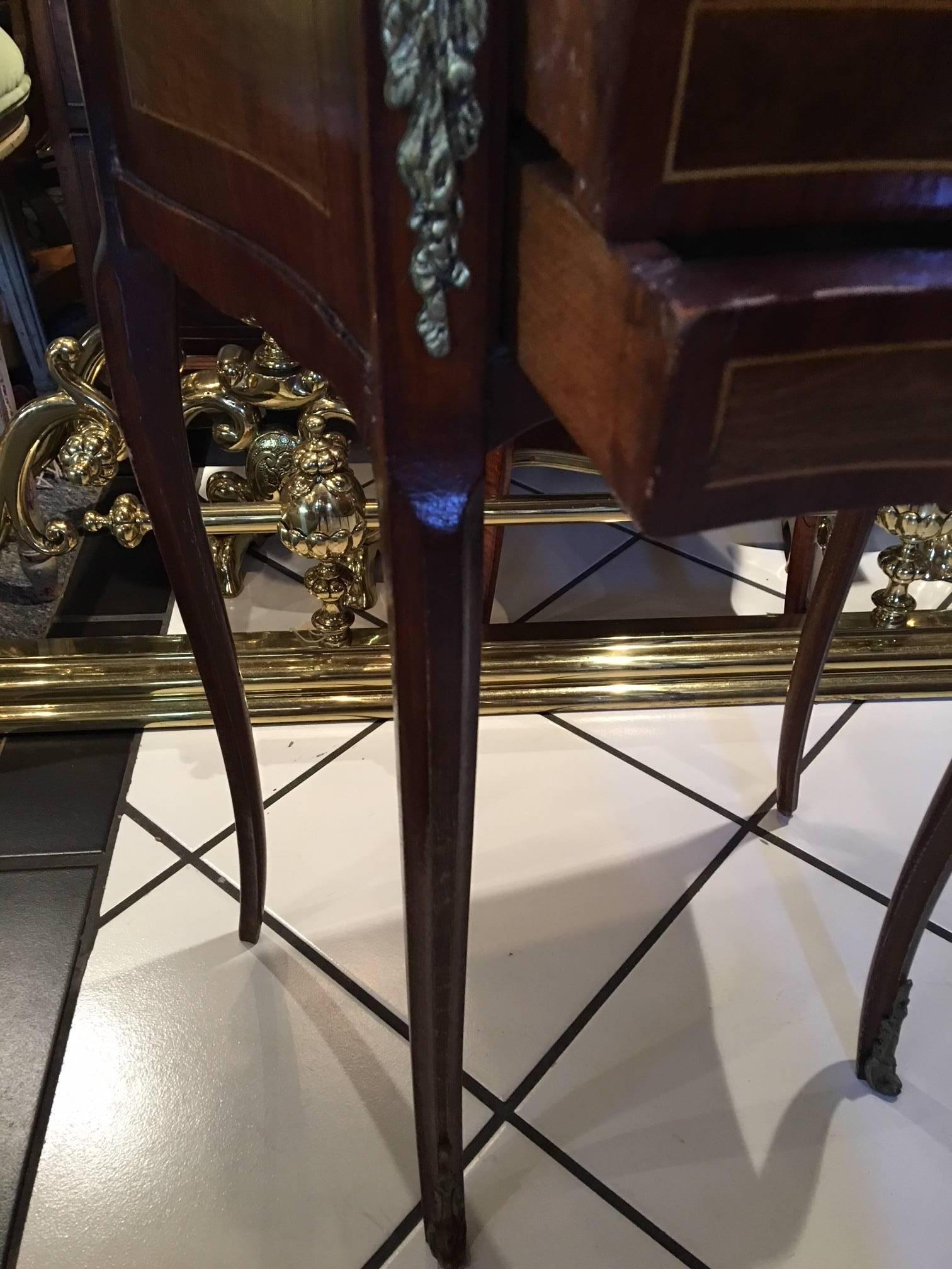 Louis XV Style Inlaid Mahogany and Burl Wood Side Table, Late 19th Century 3
