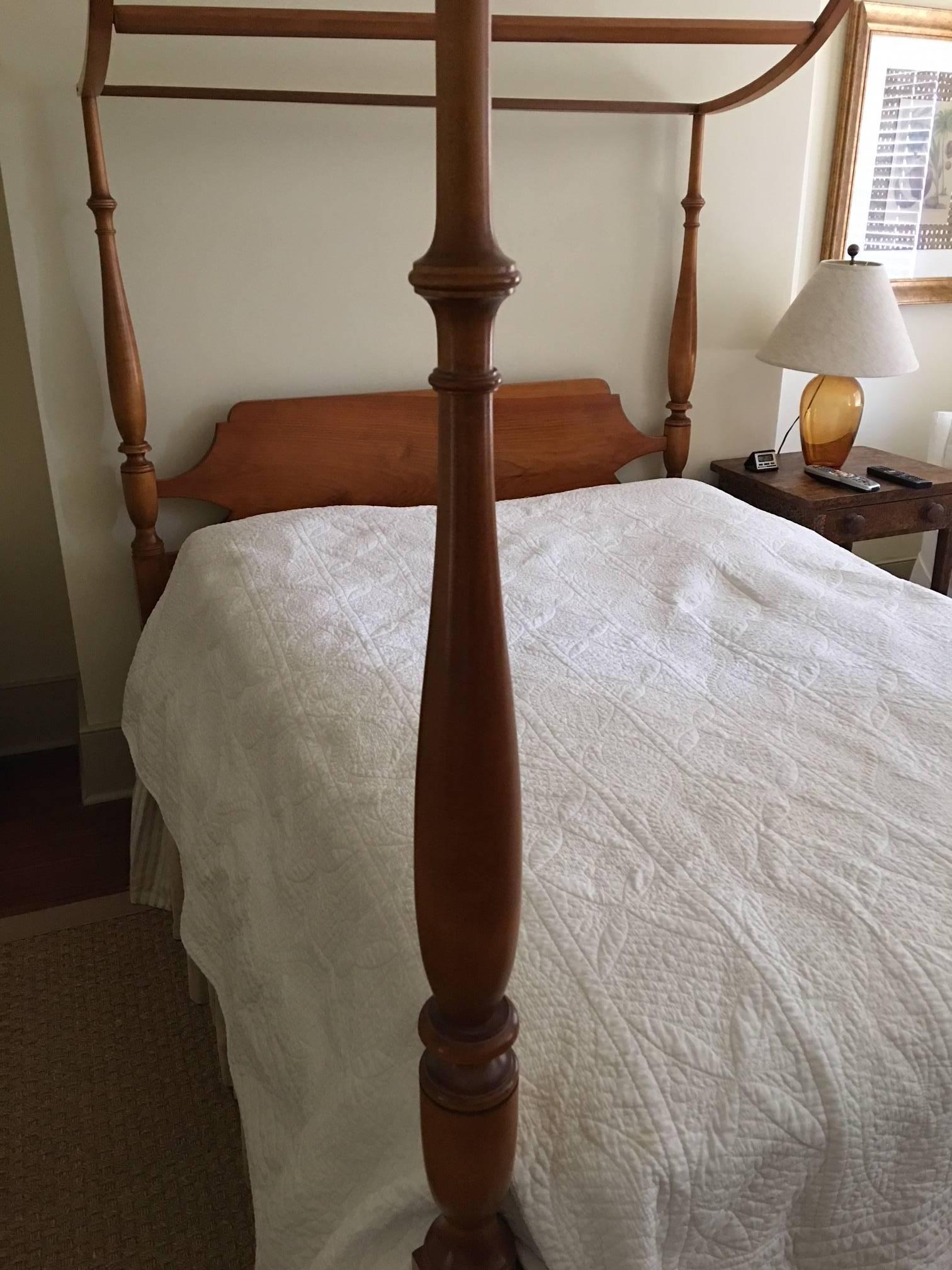 American Maple Full Size Tester Bed with Canopy, circa 1930 In Excellent Condition In Savannah, GA