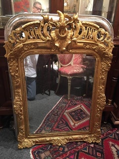 Louis XV Style Giltwood Overmantel Mirror, Early 19th Century