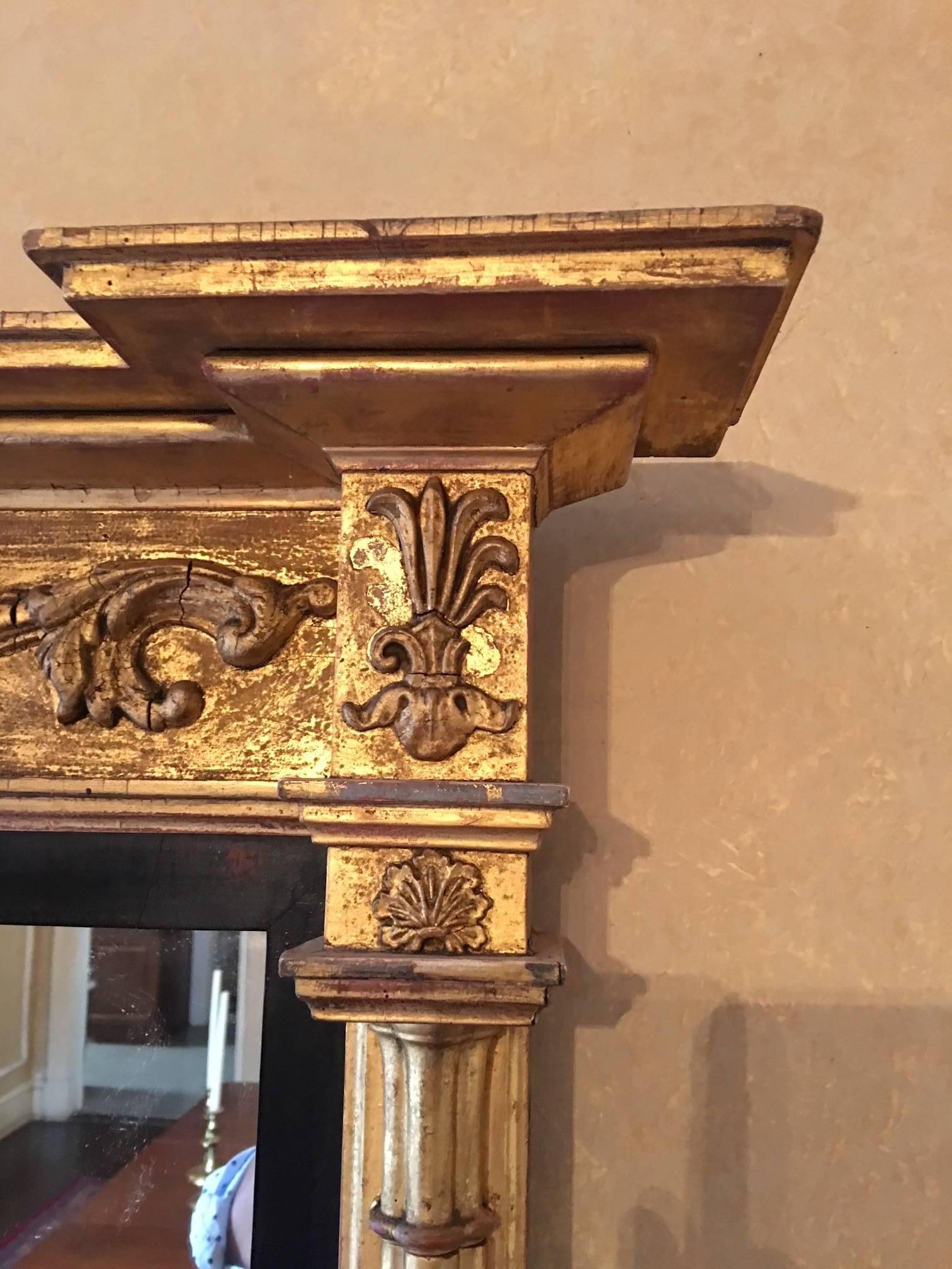 American Federal Over Mantel Mirror, Greek Roman Style, 19th Century In Excellent Condition In Savannah, GA