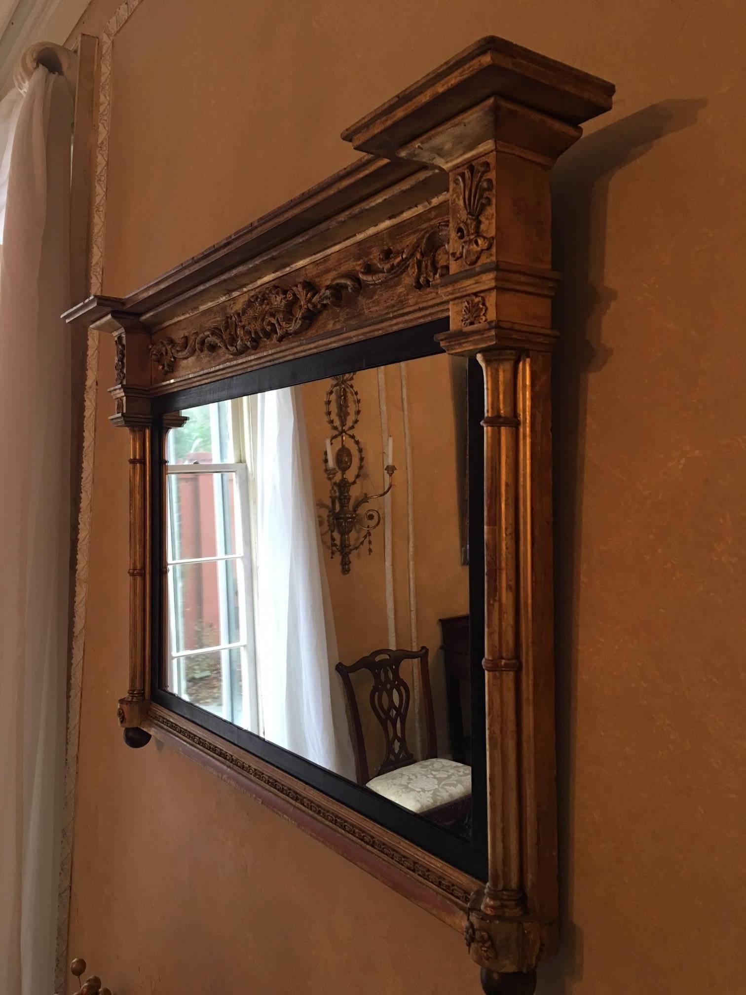American Federal Over Mantel Mirror, Greek Roman Style, 19th Century 1