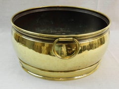 French Brass Round Planter with Handles, 19th Century