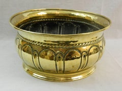 French Brass Round Planter with Design all Around, 19th Century