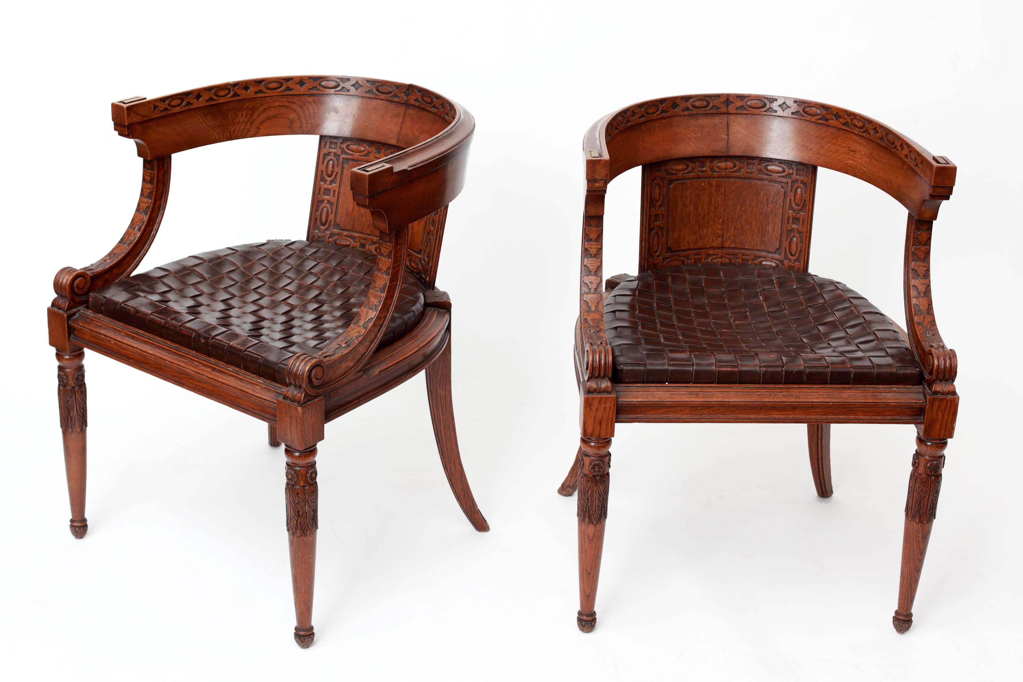 French Pair of Neoclassical Art Deco Armchairs  For Sale