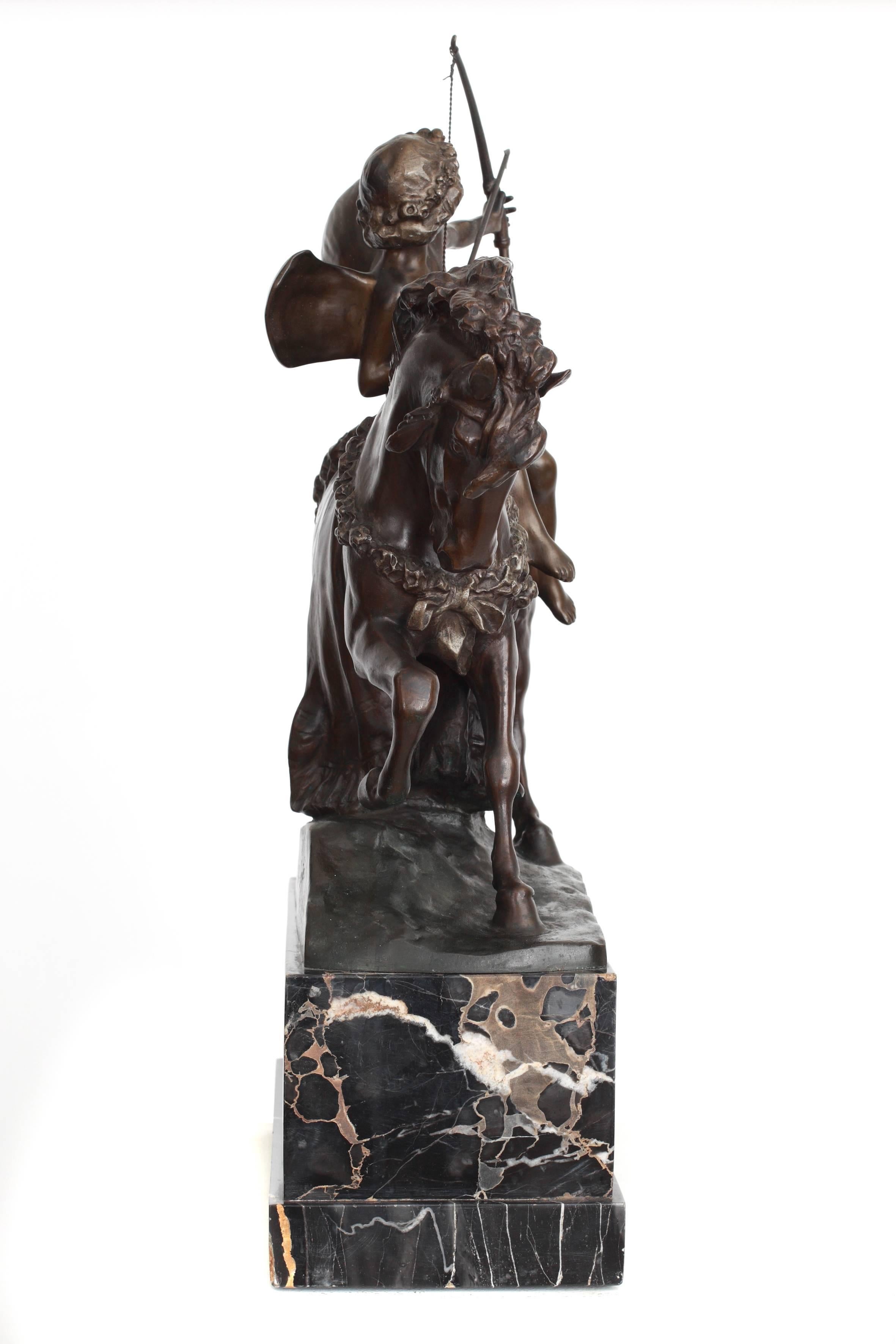 Carved Horseback Riding Amor Armed with a Bow and Aiming his Arrow  For Sale