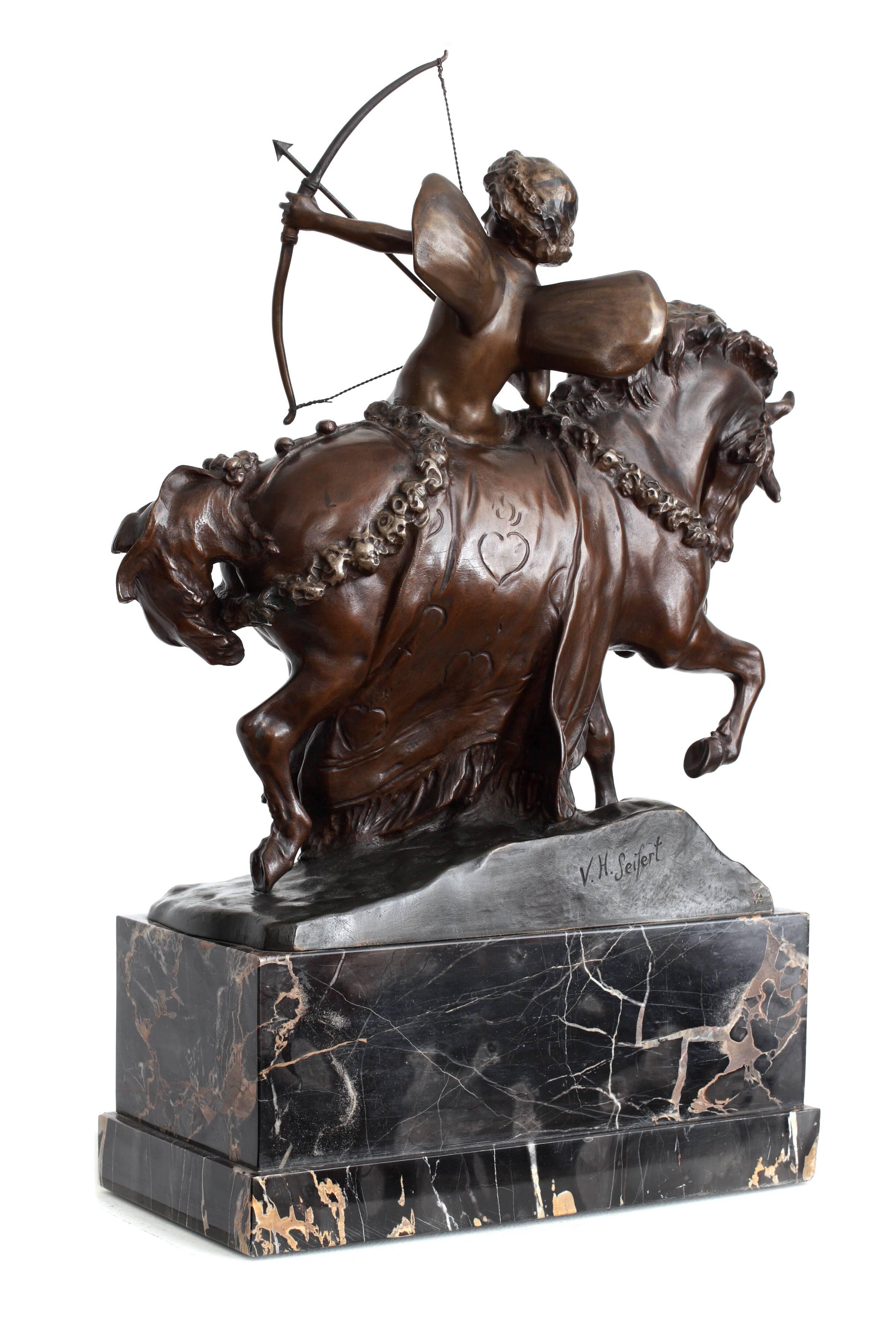 20th Century Horseback Riding Amor Armed with a Bow and Aiming his Arrow  For Sale