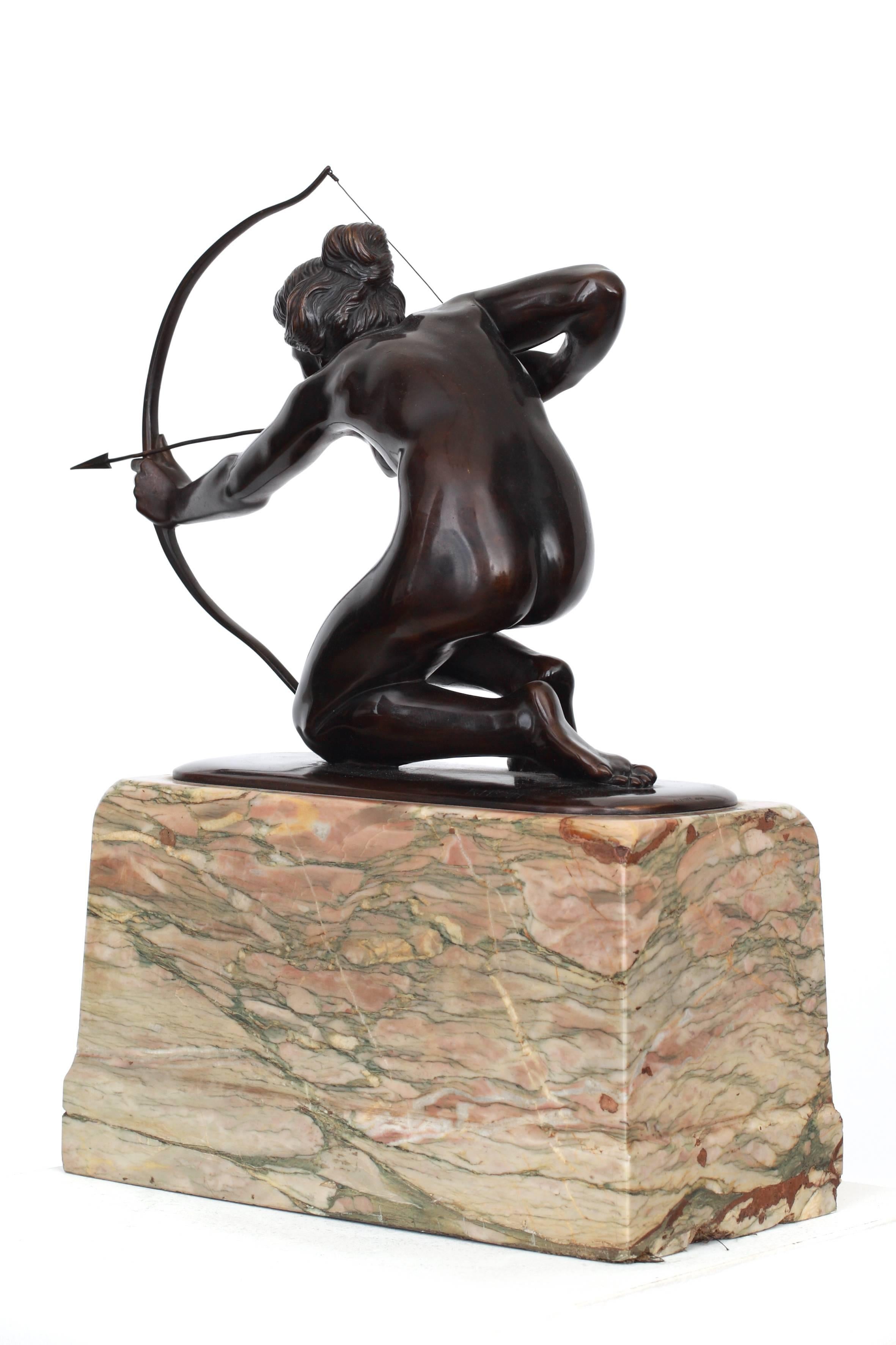 Art Deco Diana, Goddess of the Hunt with Bow and Arrow For Sale