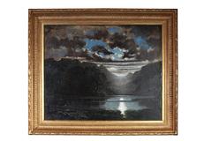Two Paintings of the Mountains Surrounding Lake Vilalpsee 'Tirol' at Nightfal