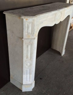 French Antique White Marble Fireplace Louis XV Style 19th Century, Paris, France