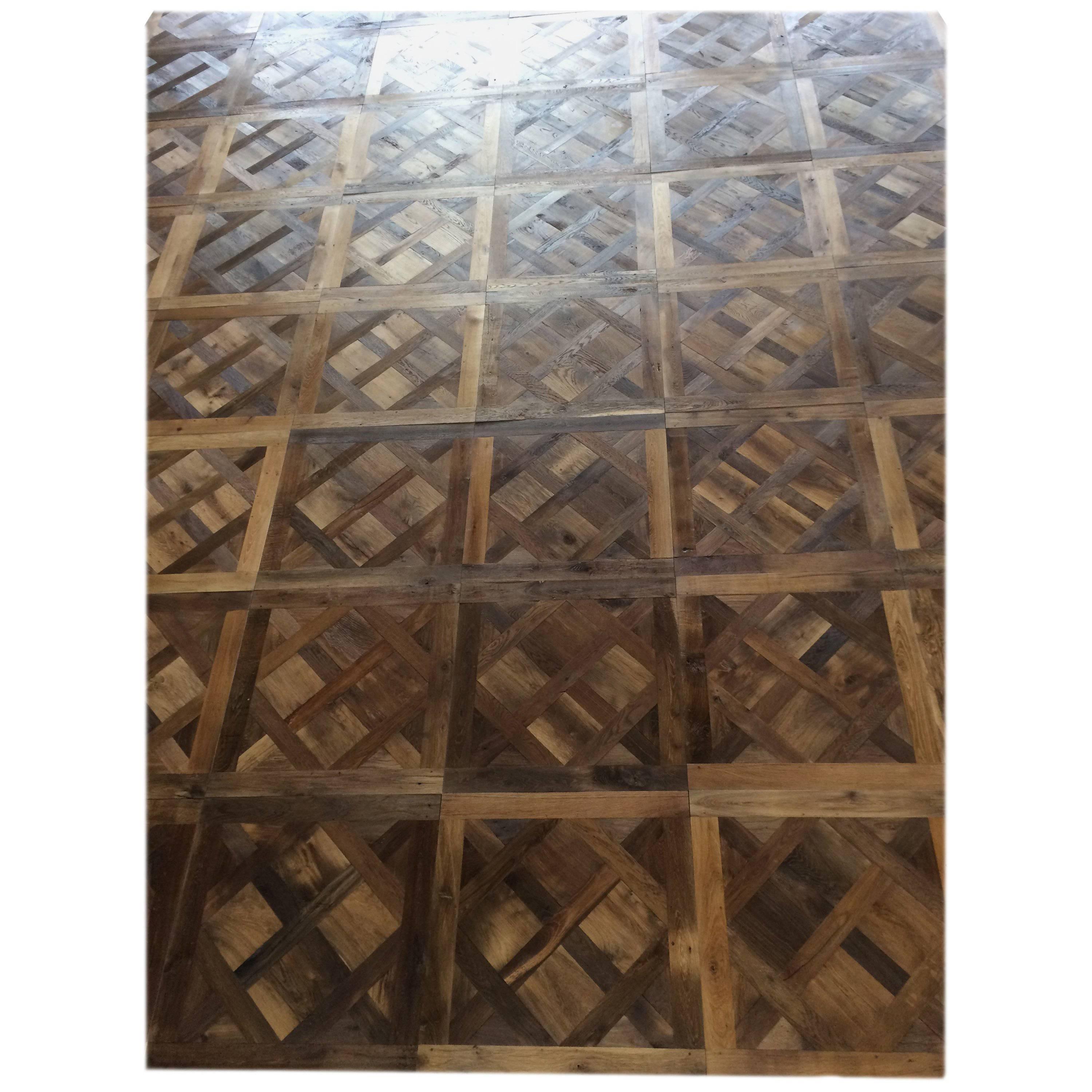 French Parquet de France Solid Antique Oak Handmade French Tradition, France For Sale