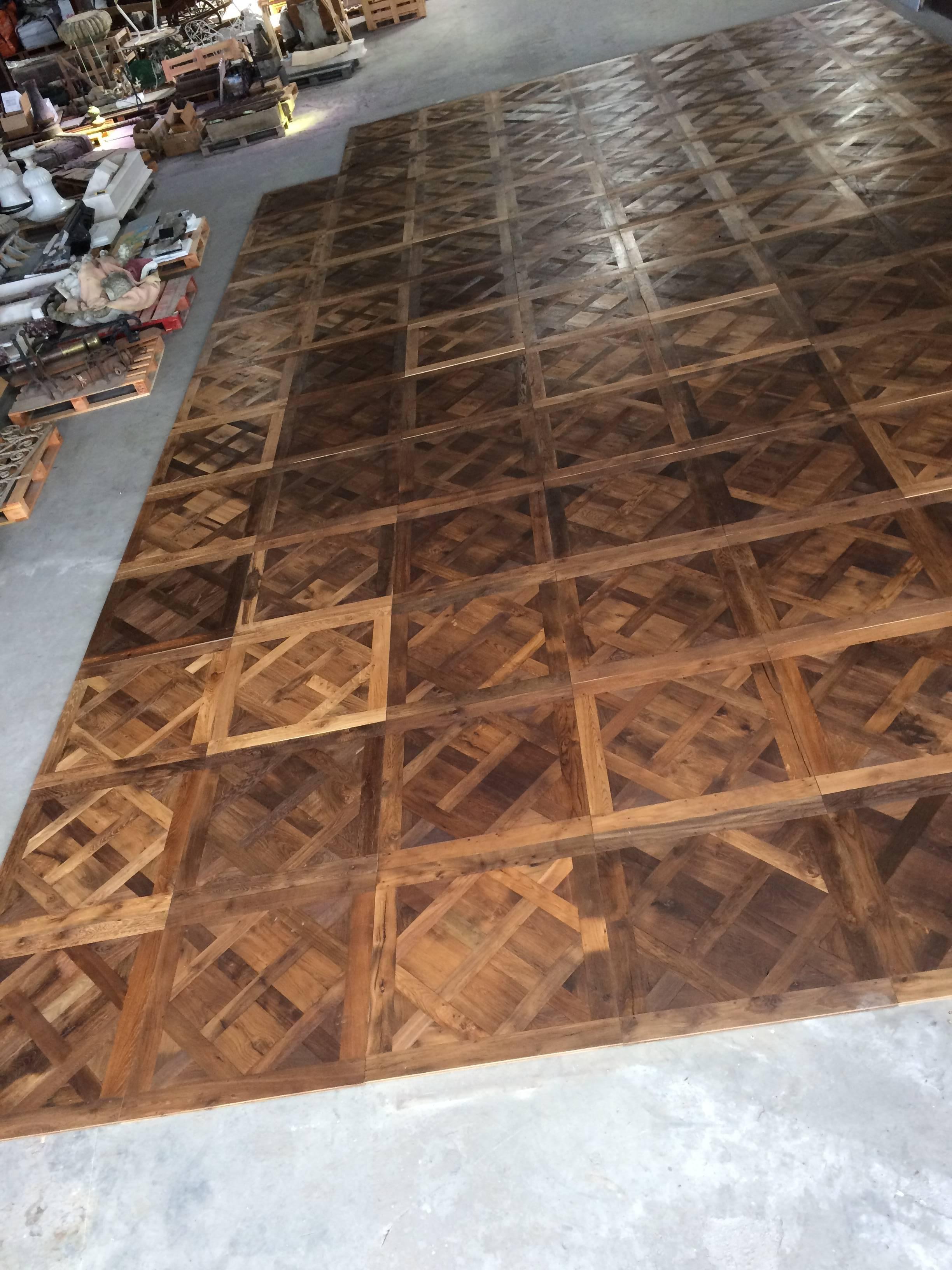 French Parquet de France Solid Antique Oak Handmade French Tradition, France In Good Condition For Sale In LOS ANGELES, CA