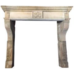 Used French Louis XIII Style Fireplace "Scottish Rite Symbol" in Limestone, France