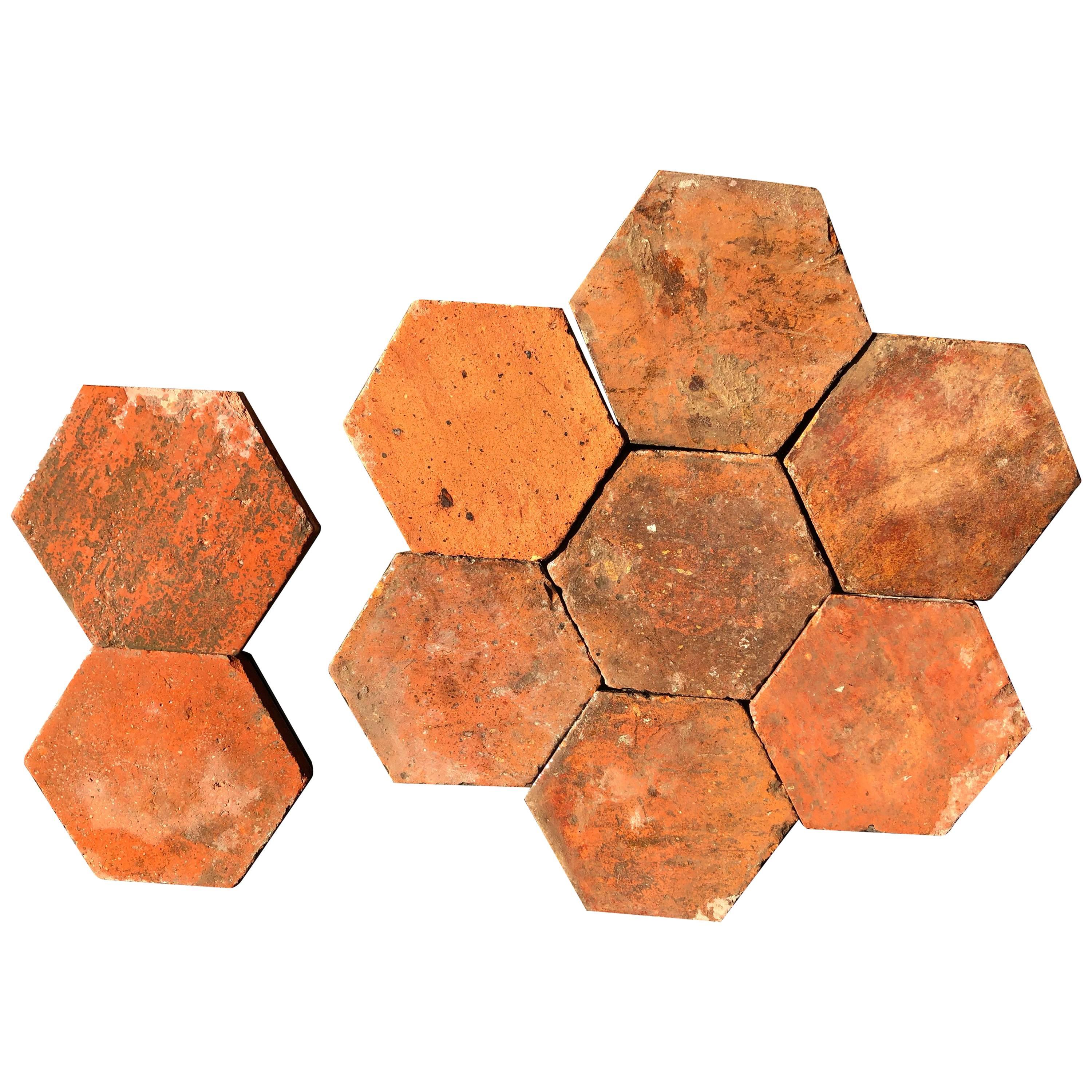 French Antique Terracotta Flooring Hexagonal, 18th Century, France For Sale