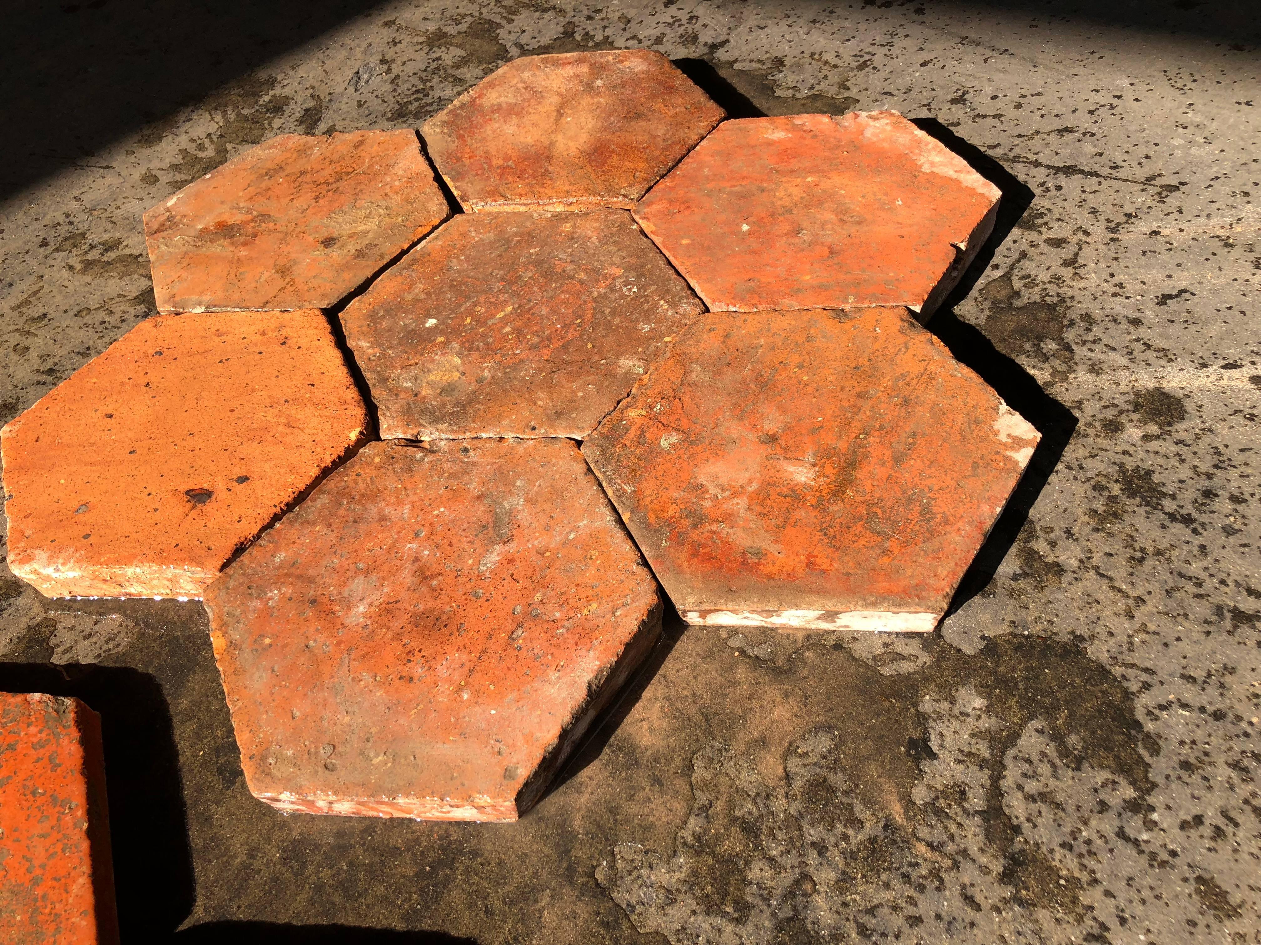 French Antique Terracotta Flooring Hexagonal, 18th Century, France For Sale 4