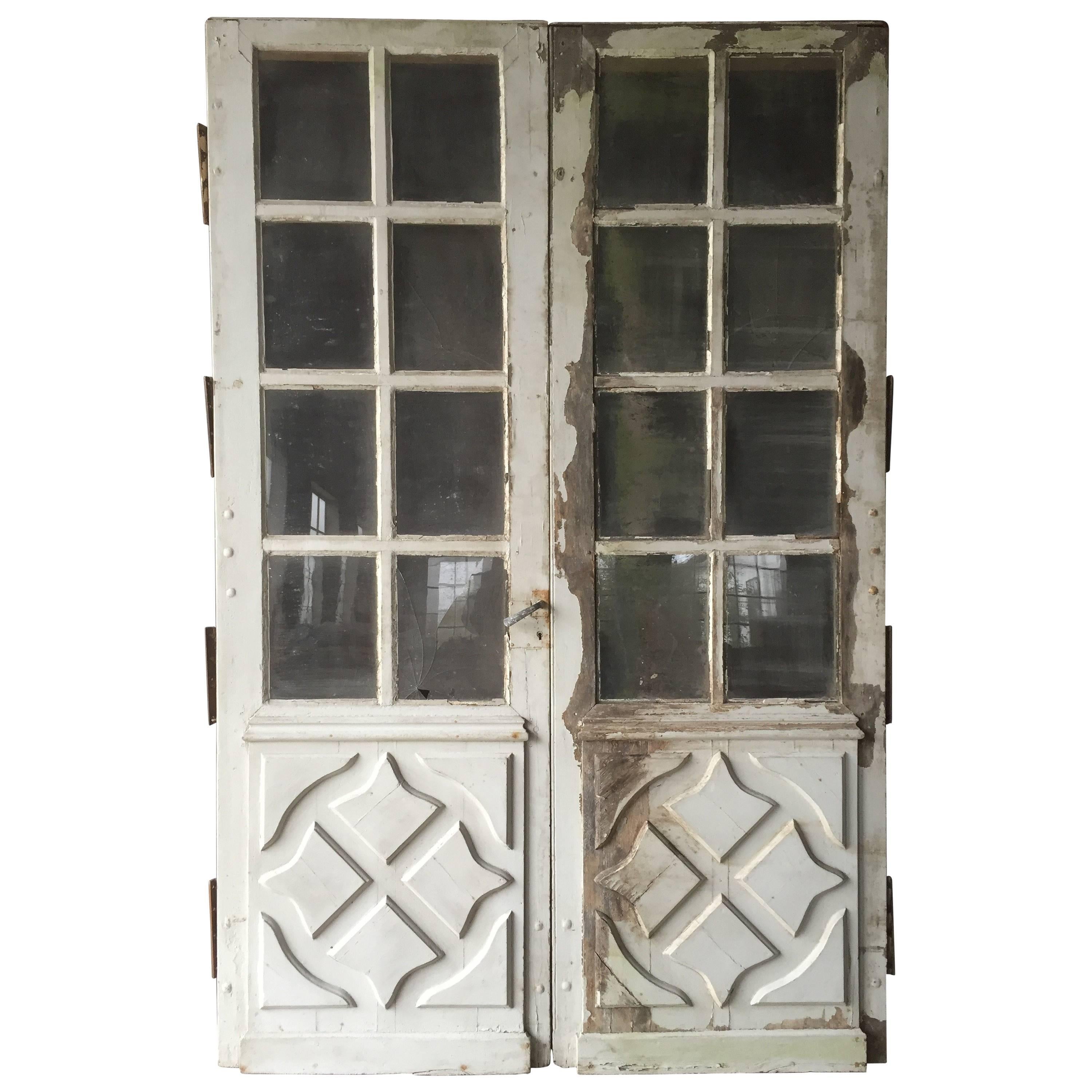 Chateaux Passage Doors 18th Century, Hand-Carved French Wood Oak, France For Sale