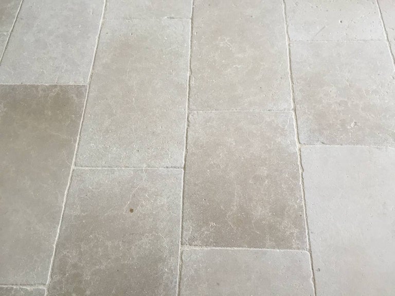 French Limestone Flooring with Antique HandFinishing Random Pattern, France. For Sale at 1stDibs