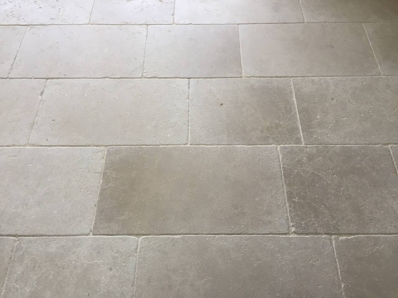 Louis XIV French Limestone Flooring with Antique Hand-Finishing Random Pattern, France. For Sale