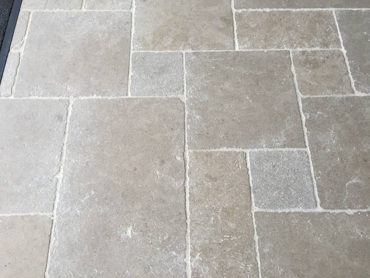 Contemporary French Limestone Flooring with Antique Hand-Finishing Random Pattern, France. For Sale