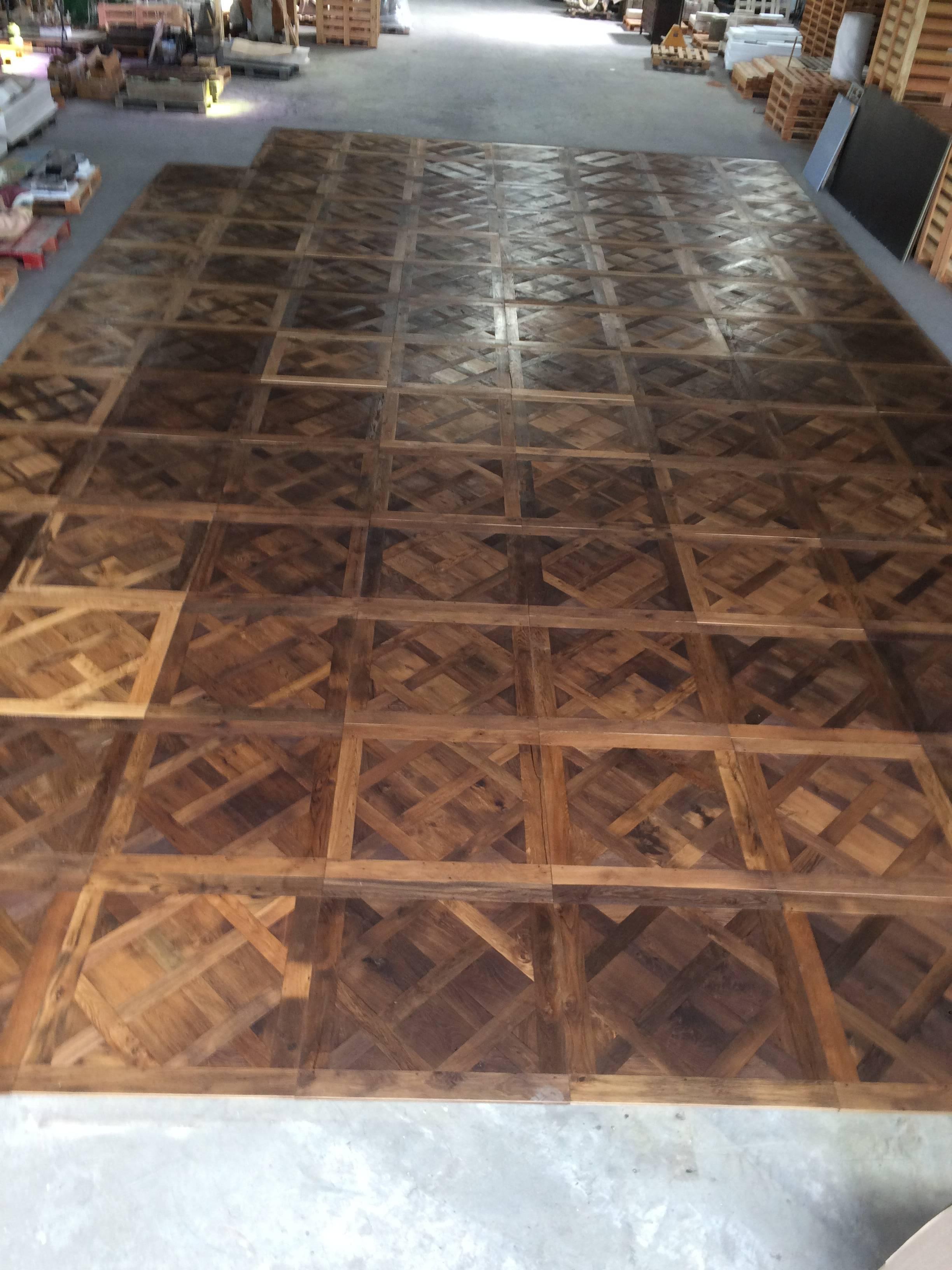 Hand-Crafted Parquet de France Style Solid Antique Oak Handmade French Tradition, France For Sale