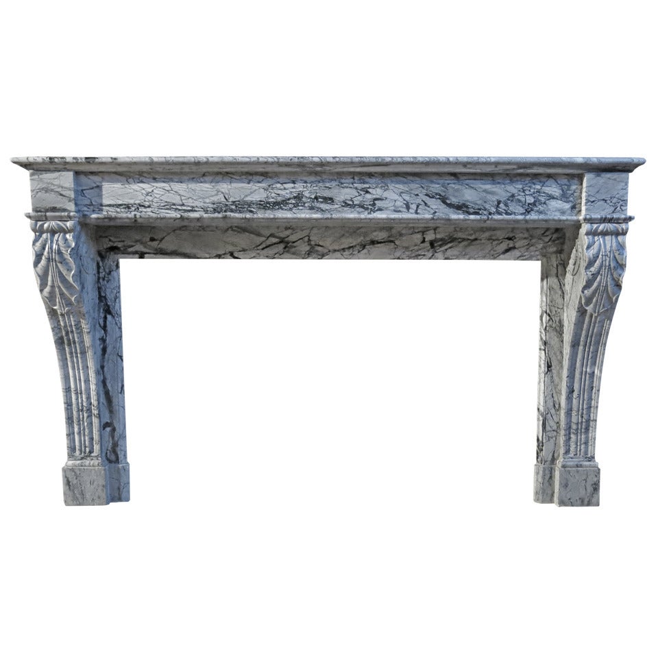 French Antique Marble Fireplace 19th Century from Paris, France For Sale