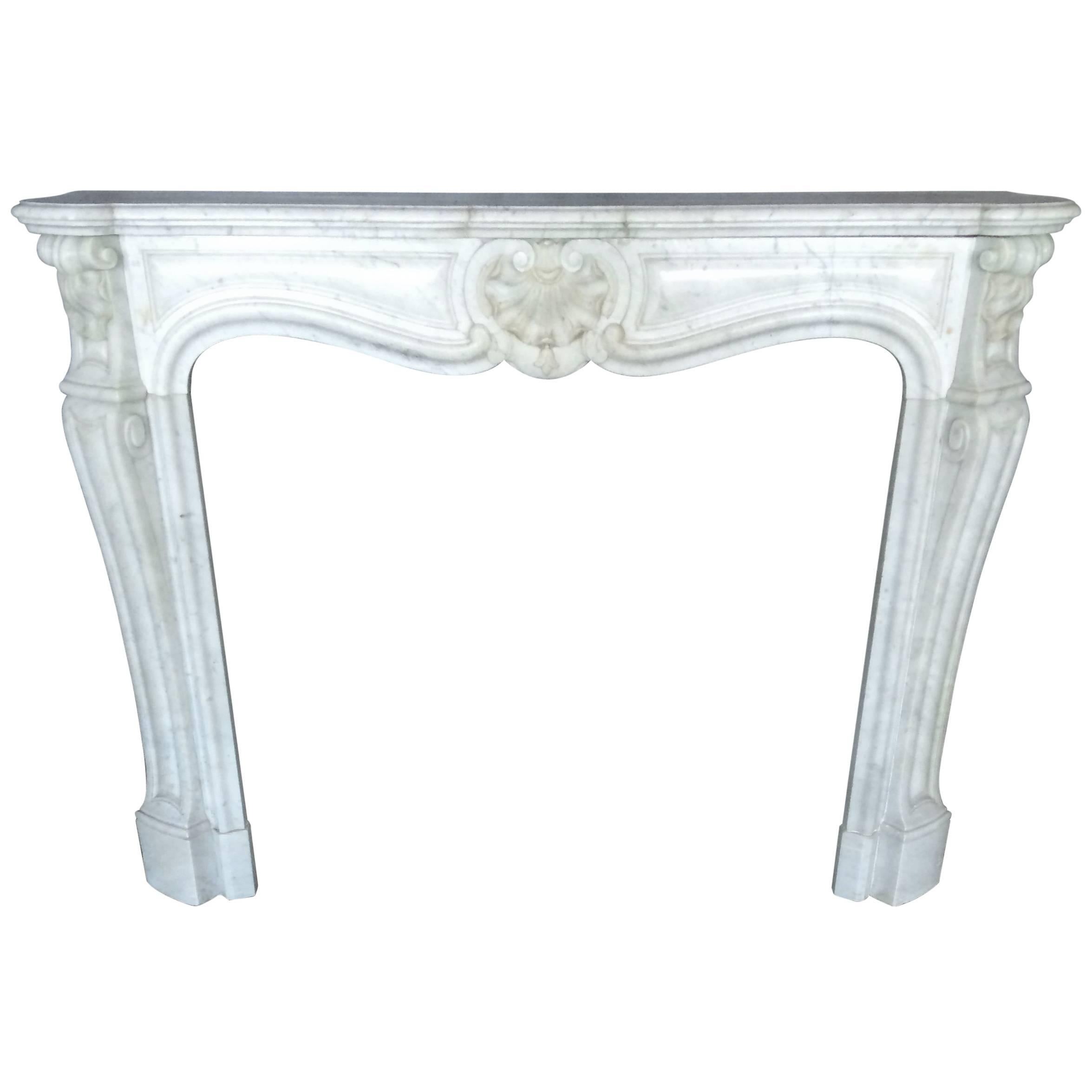 French Antique Louis XV Style Marble Fireplace, 19th Century, France For Sale