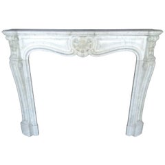 French Antique Louis XV Style Marble Fireplace, 19th Century, France