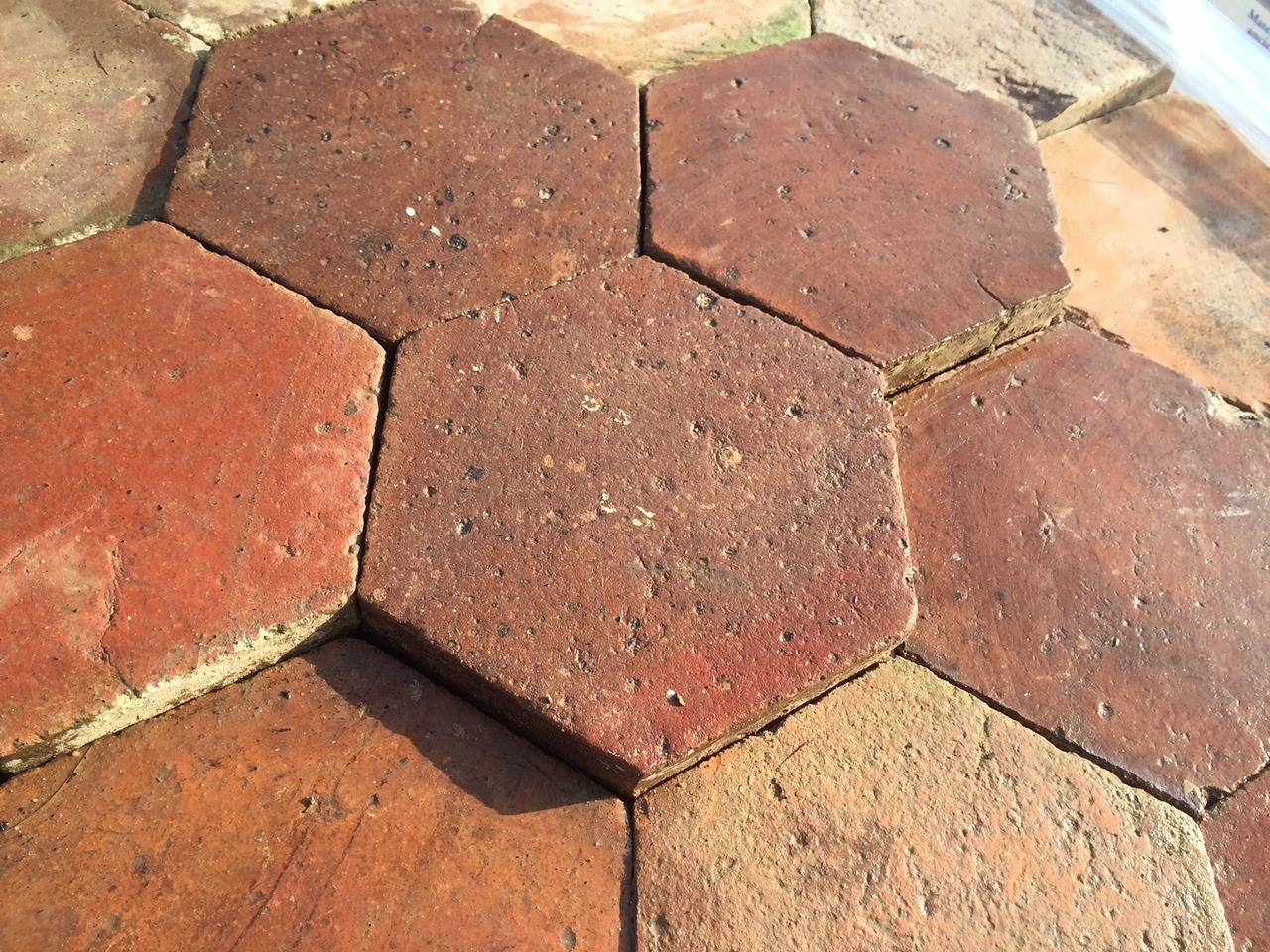 Hand-Crafted French Antique Terracotta Flooring, Original, 18th Century, France For Sale