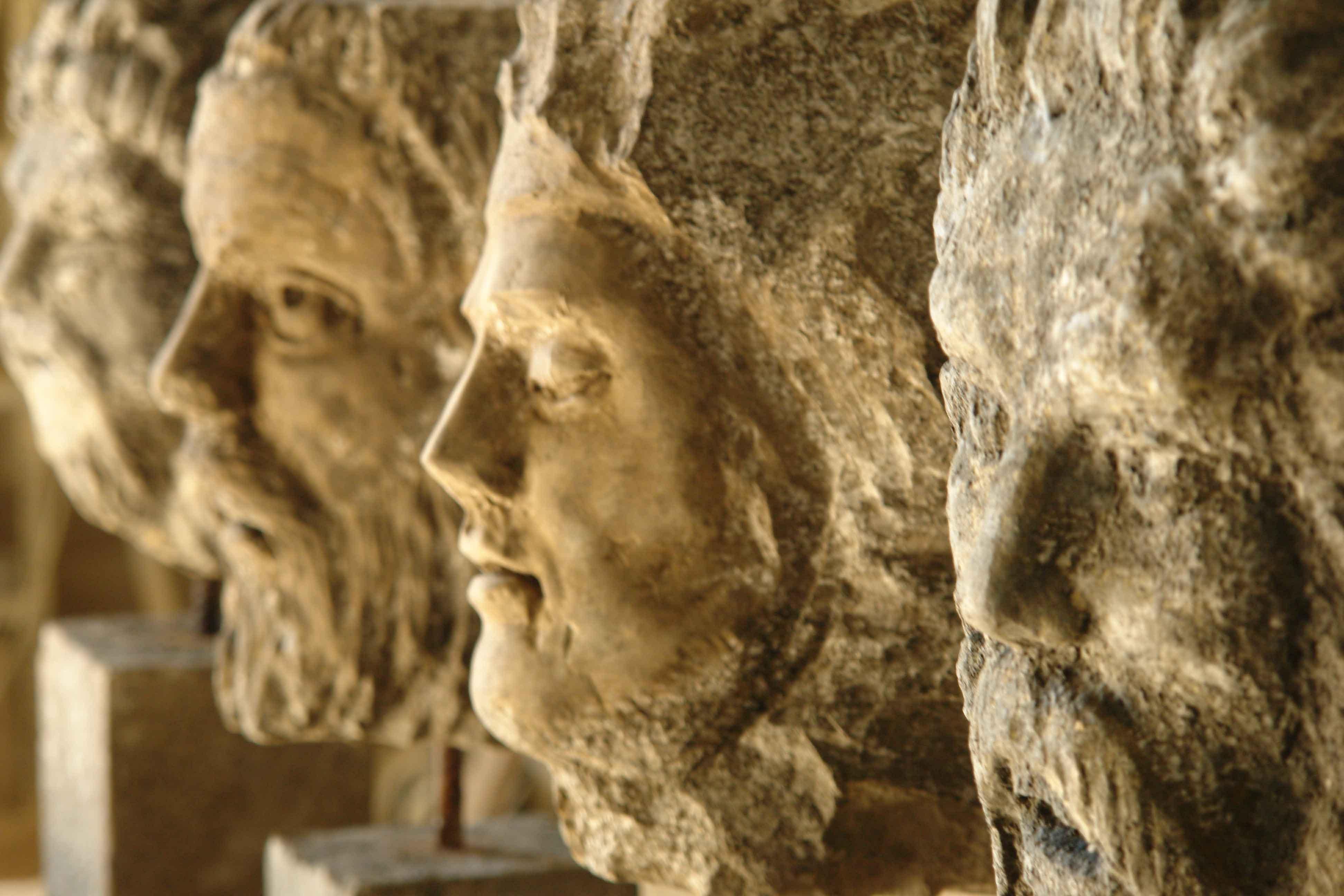 Greco Roman Collection of 6 Gods Head Statues Hand-Carved in Limestone, Late 20th Century For Sale