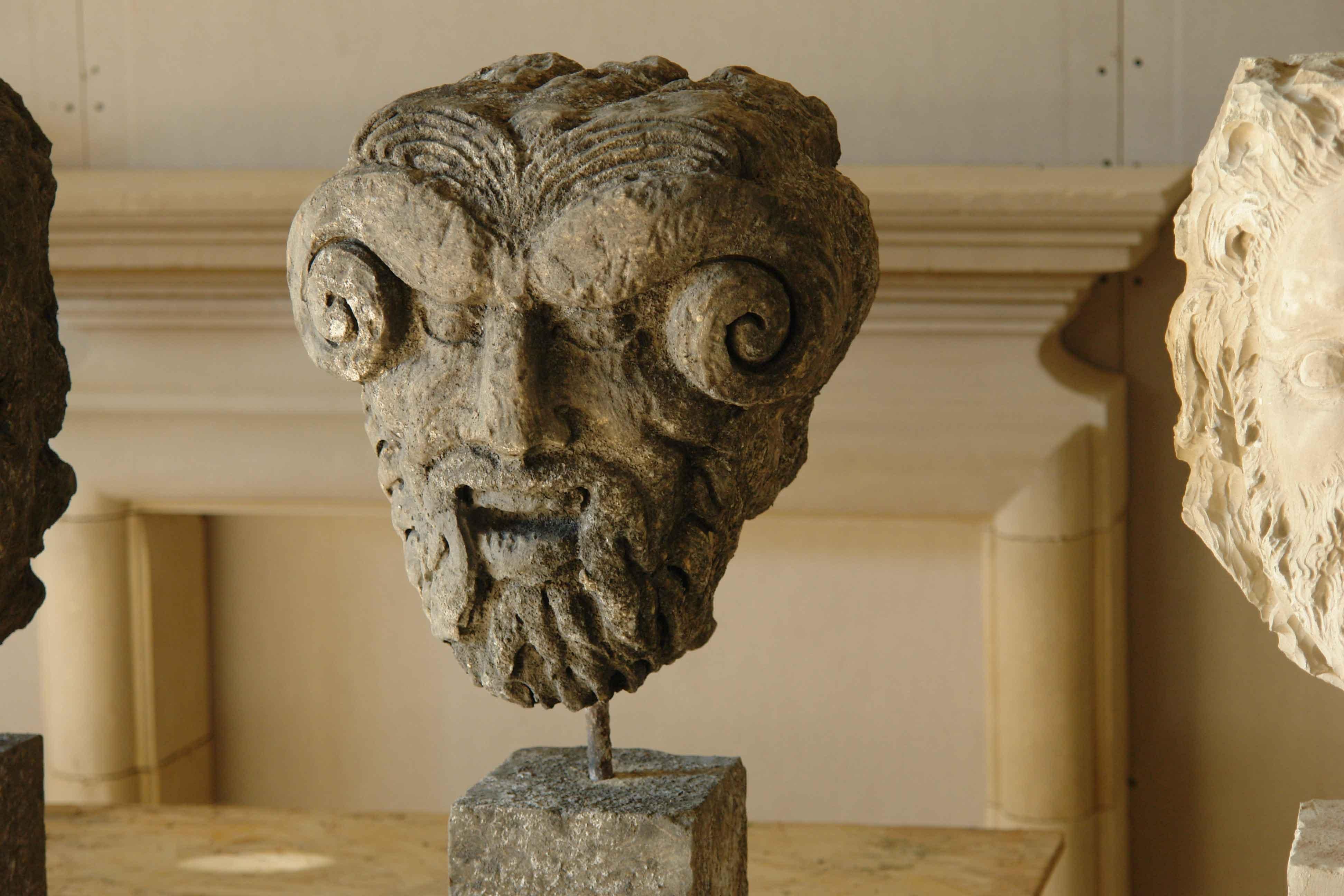 Collection of 6 Gods Head Statues Hand-Carved in Limestone, Late 20th Century For Sale 2